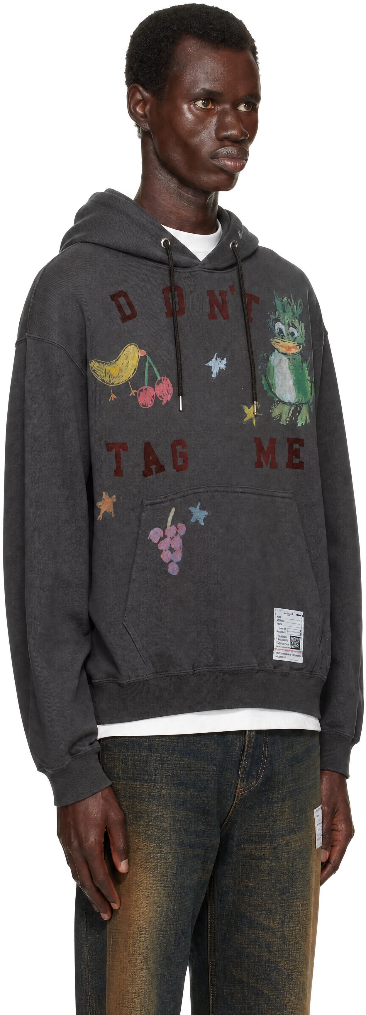 Maison MIHARA YASUHIRO: ブラック Kids Doodle Printed フーディ