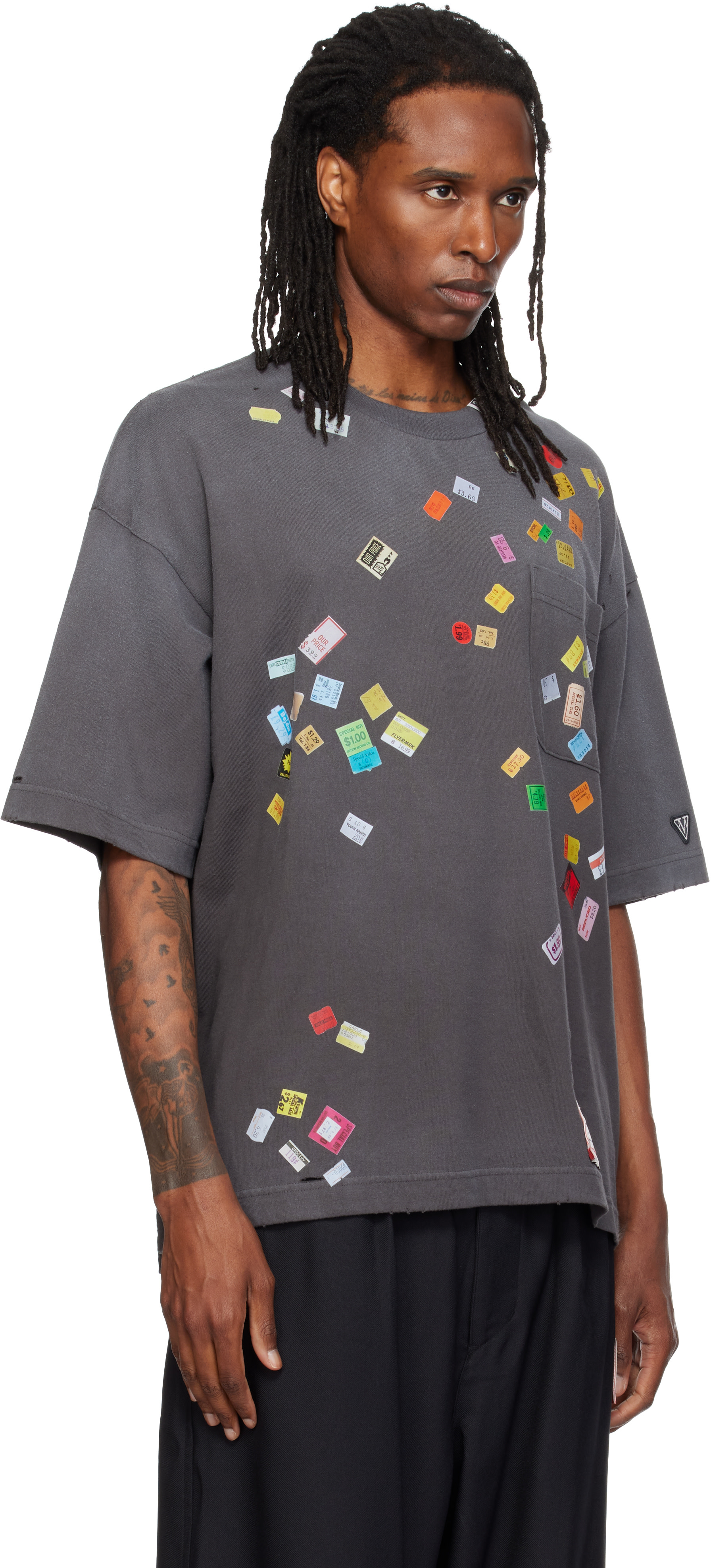 Maison MIHARA YASUHIRO: グレー Price Tag Sticker プリントTシャツ
