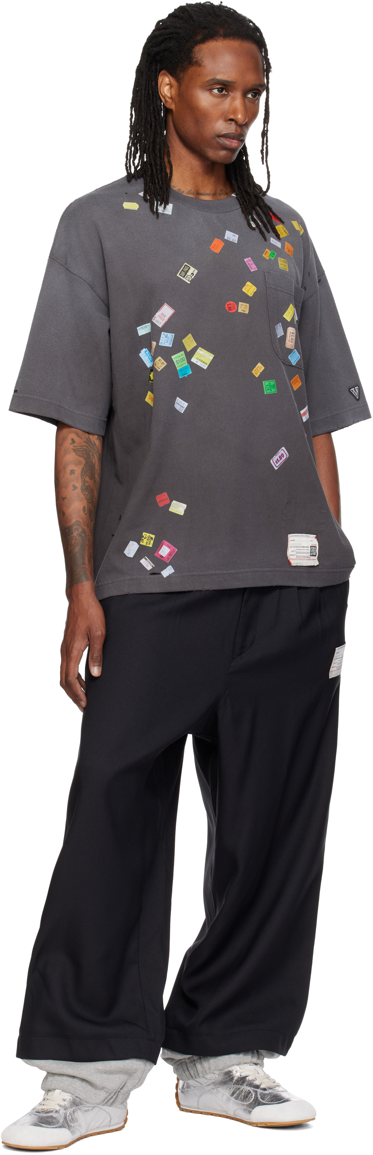 Maison MIHARA YASUHIRO: グレー Price Tag Sticker プリントTシャツ