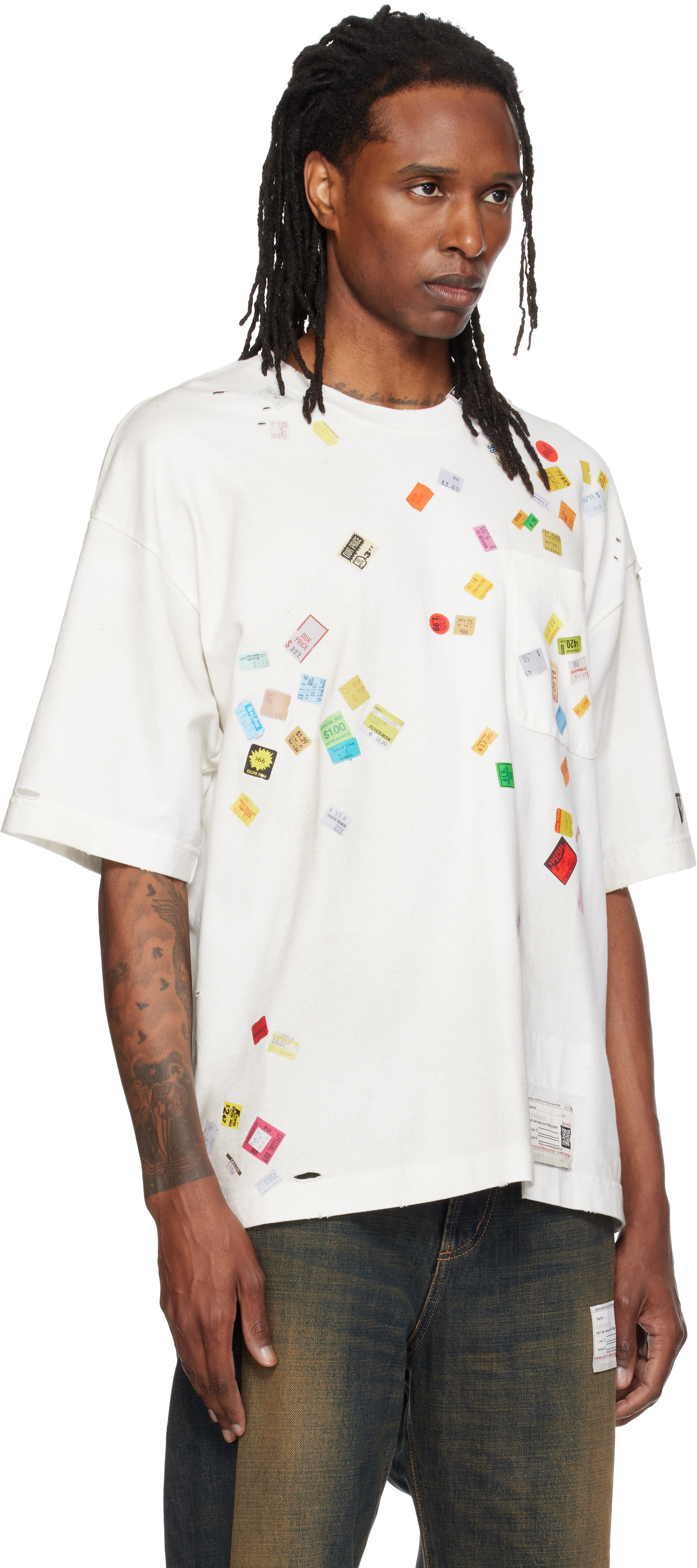 Maison MIHARA YASUHIRO: White Price Tag Sticker Printed T-shirt