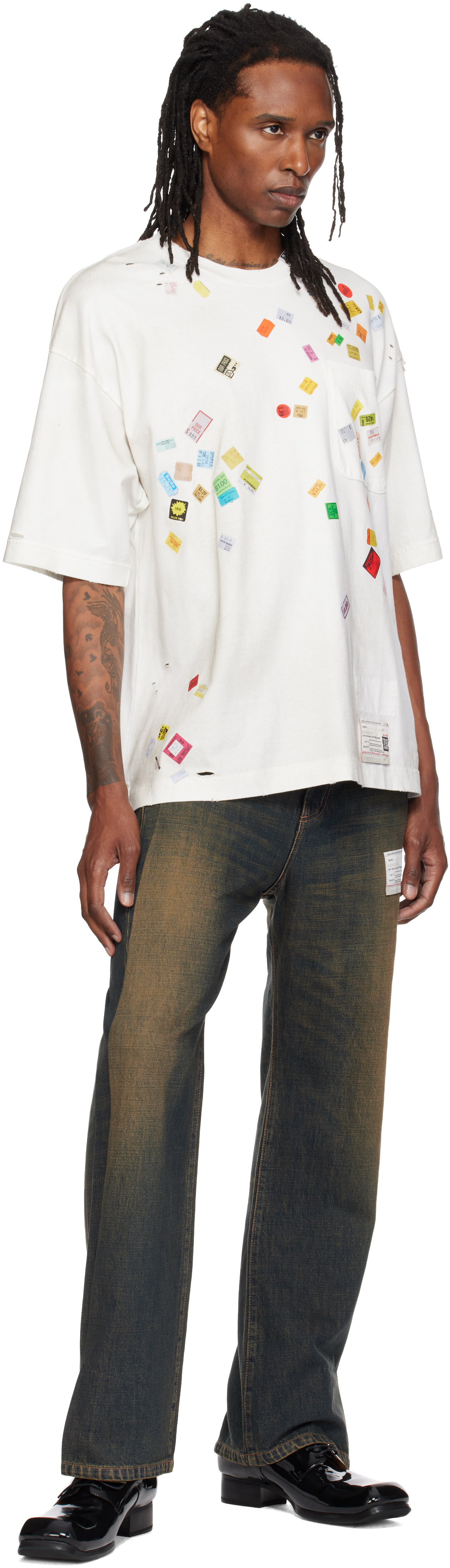 Maison MIHARA YASUHIRO: White Price Tag Sticker Printed T-shirt