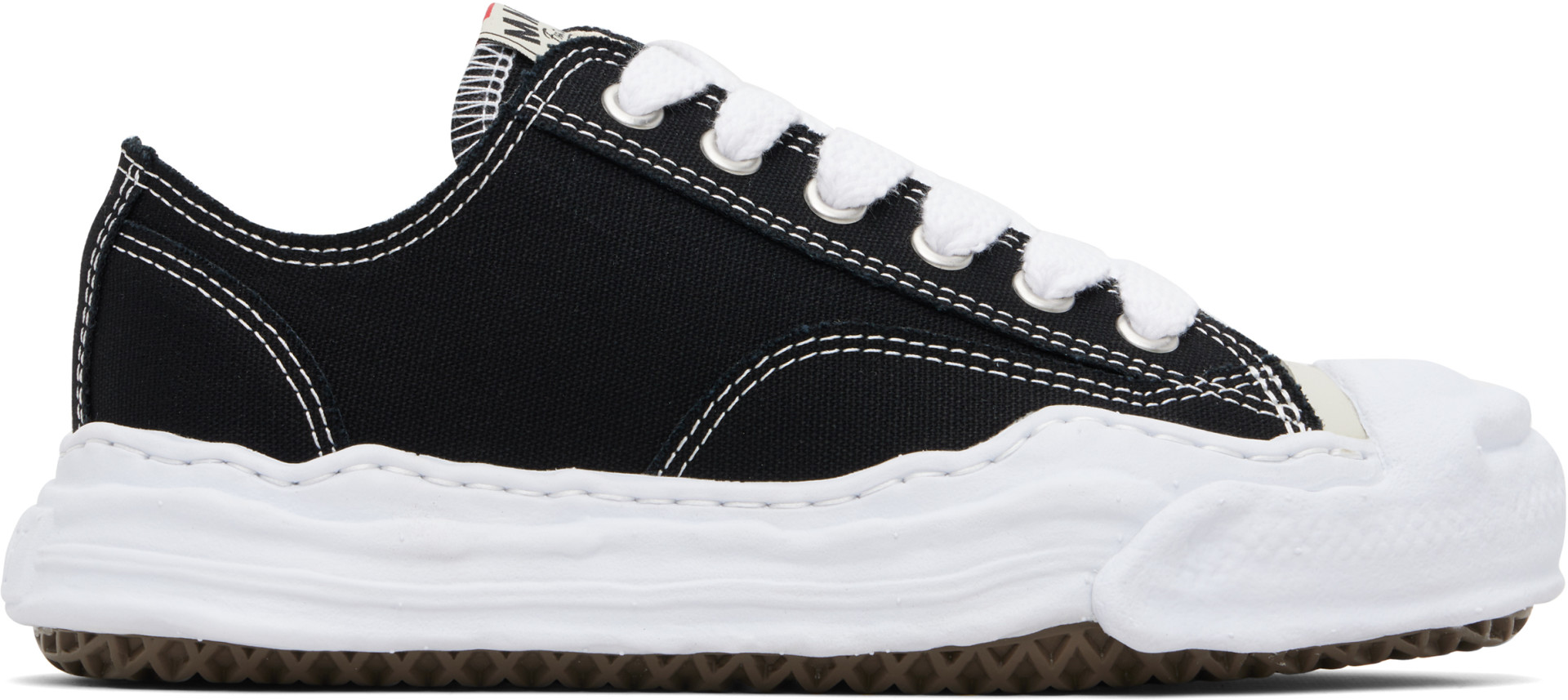 MIHARAYASUHIRO　ローカット　スニーカー Maison MIHARA YASUHIRO: ブラック 'Hank' OG Sole キャンバス