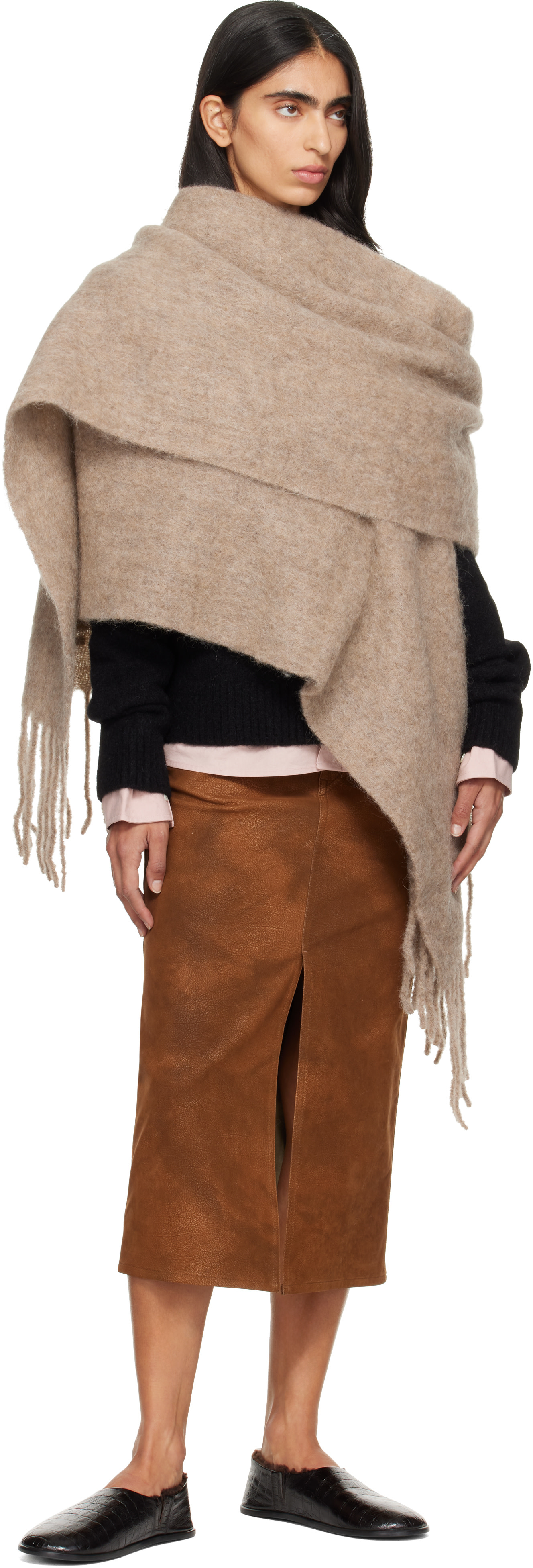JACQUEMUS - Écharpe Carro taupe