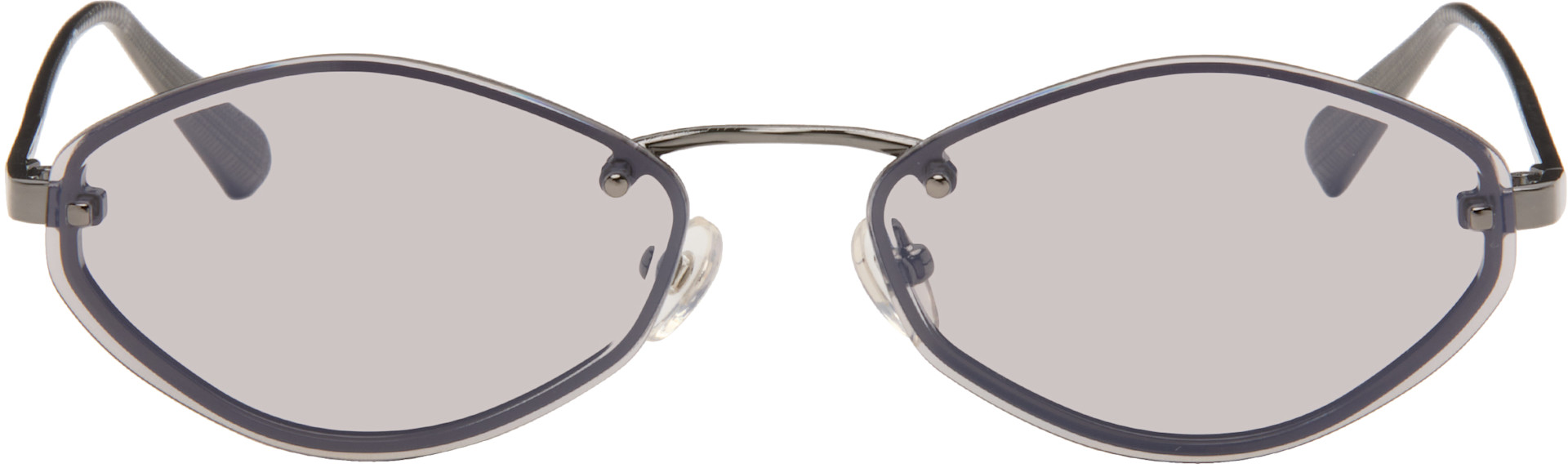JACQUEMUS: Gunmetal Linda Farrow Edition 'The Bellini' Sunglasses