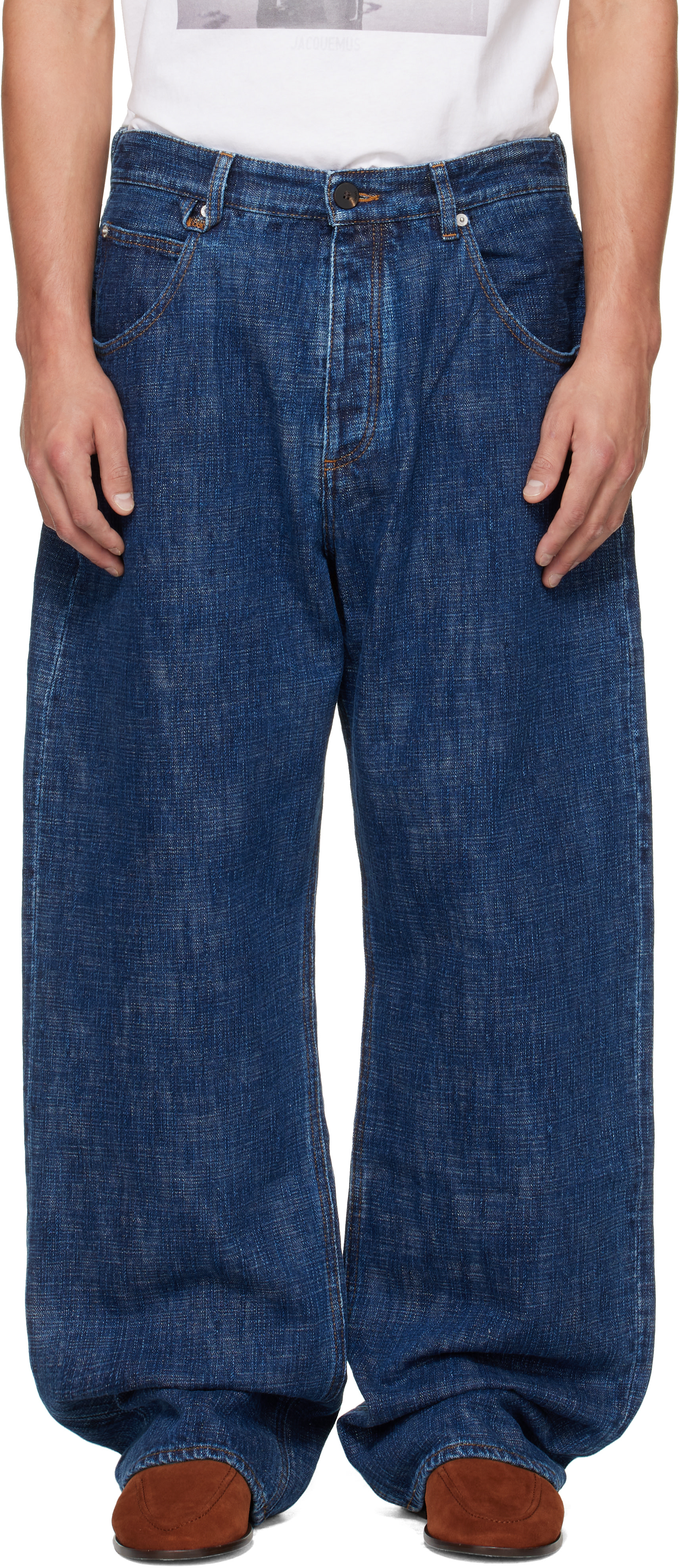 JACQUEMUS: Blue 'The de-Nîmes Tempo' Jeans | SSENSE