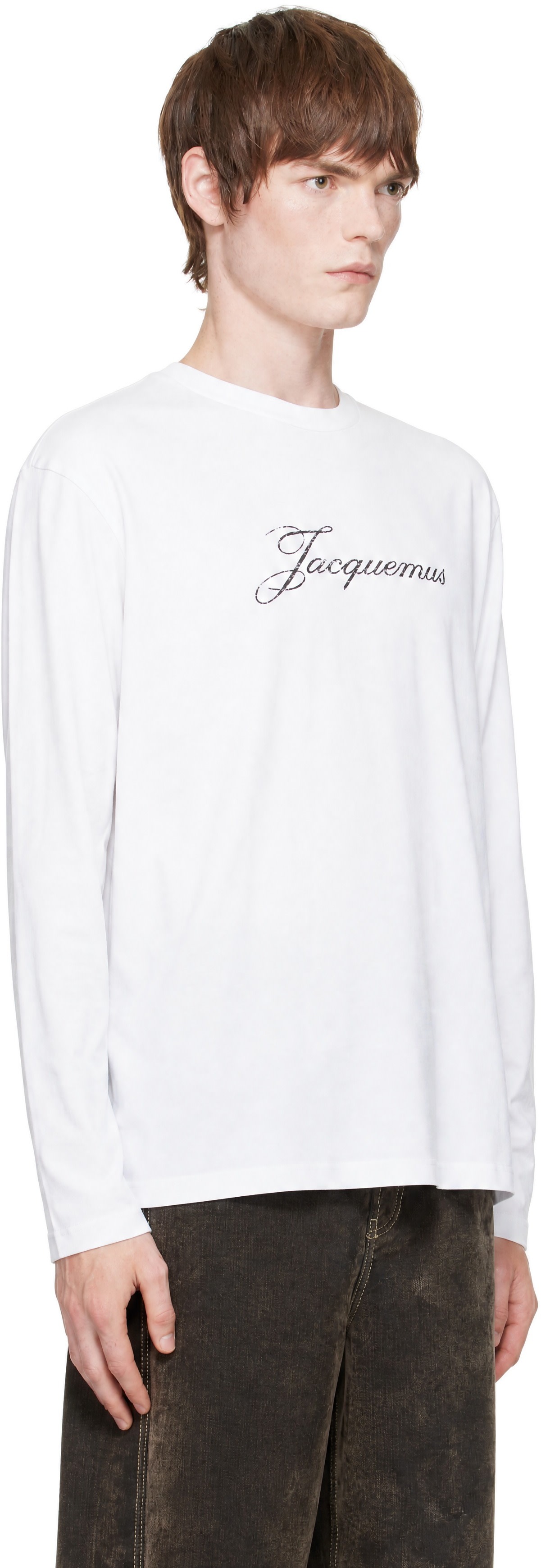 JACQUEMUS オフショルダー 長袖カットソー ホワイト JACQUEMUS: White 'The Jacquemus long-sleeve' T-shirt | SSENSE