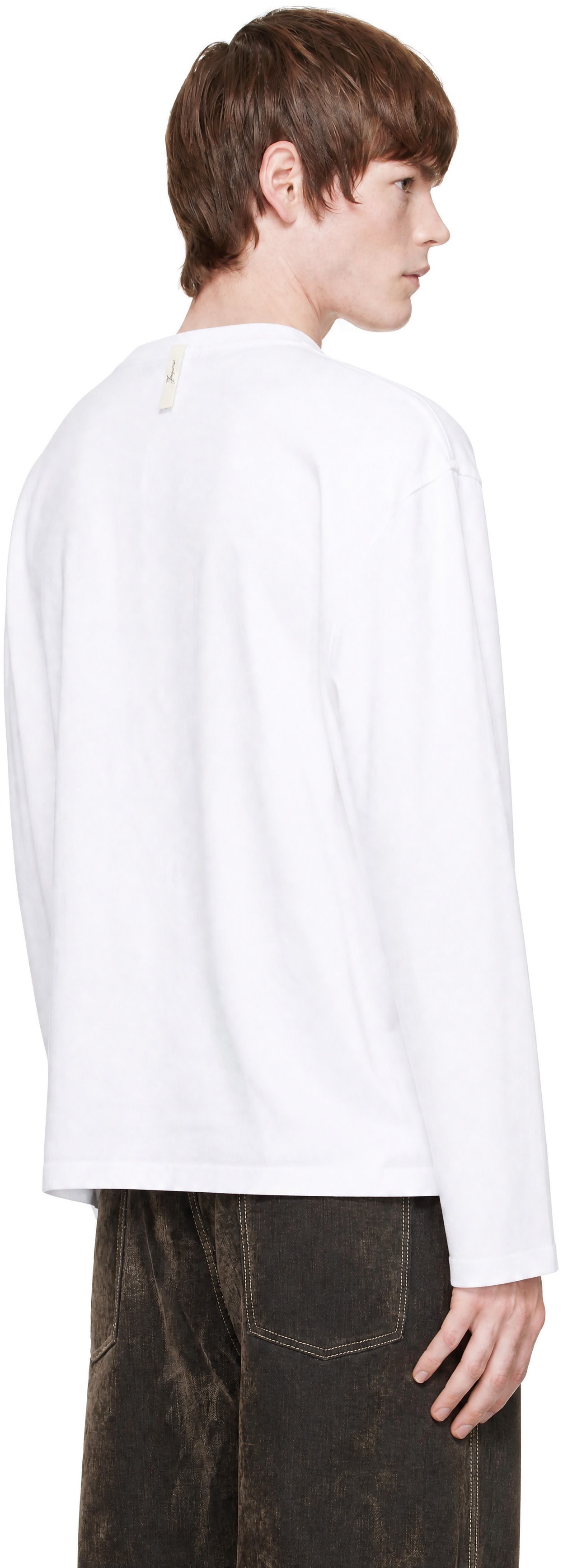 JACQUEMUS オフショルダー 長袖カットソー ホワイト JACQUEMUS: White 'The Jacquemus long-sleeve' T-shirt | SSENSE