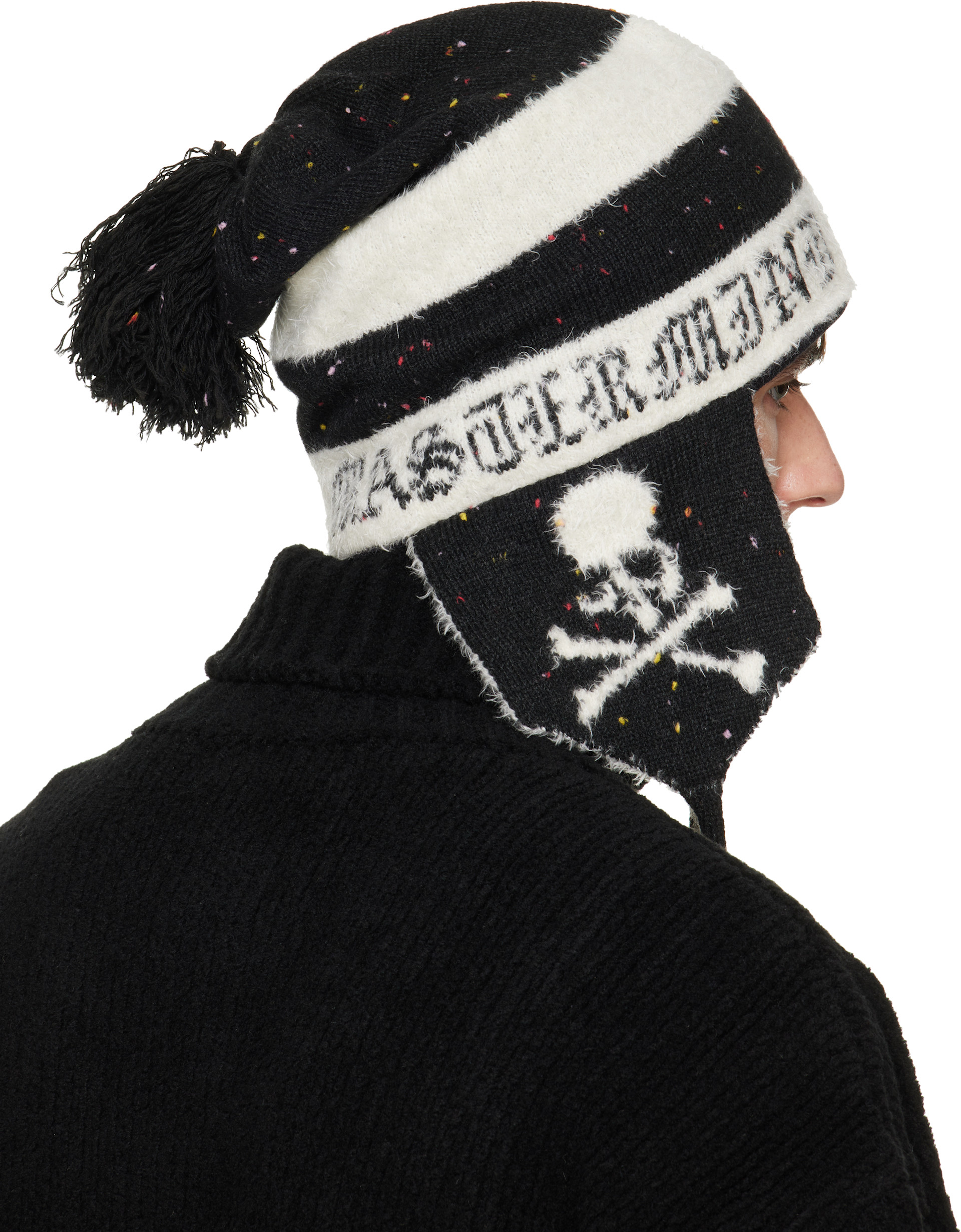 mastermind JAPAN: ブラック＆ホワイト カシミヤ ツイード ビーニー