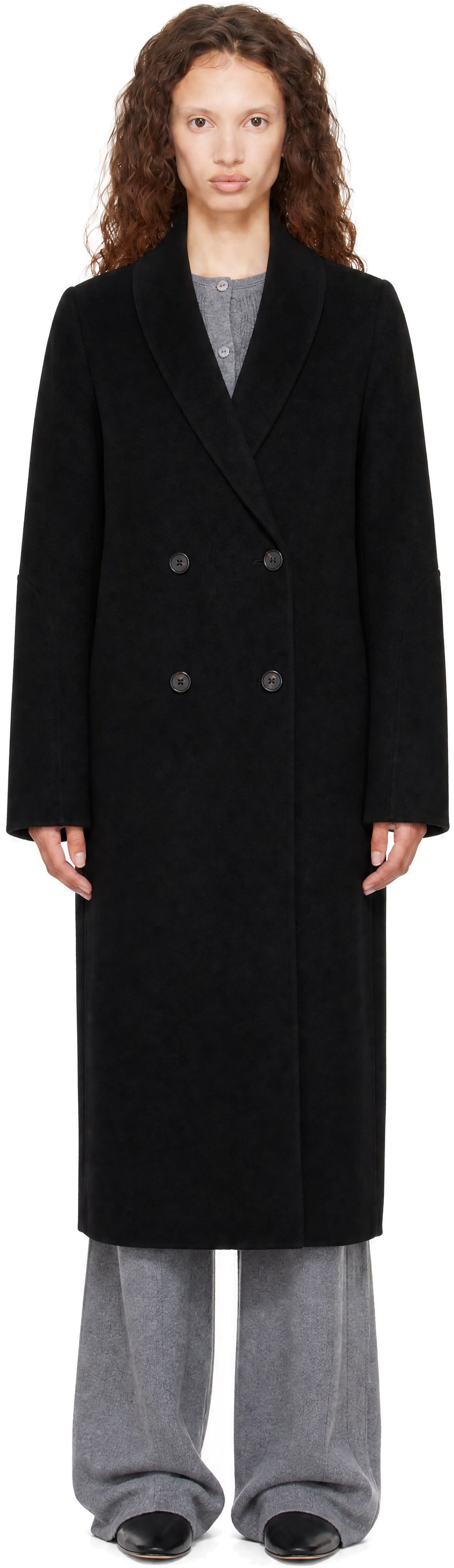 LISA YANG - Black Doublé Shawl Coat