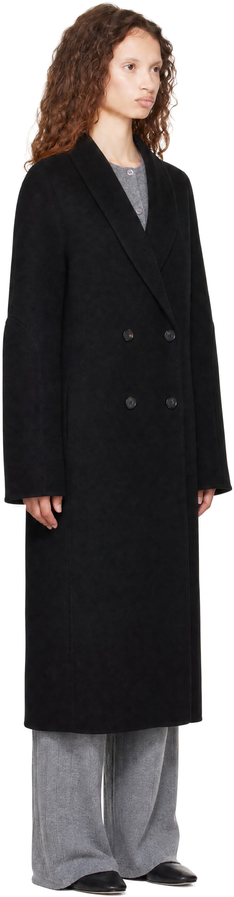 LISA YANG - Black Doublé Shawl Coat