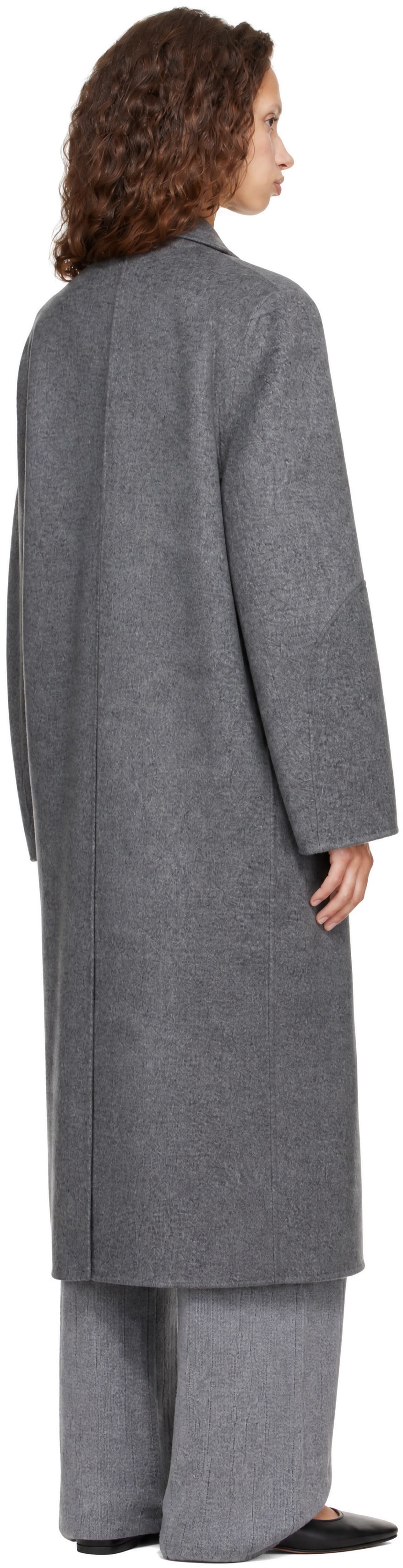 LISA YANG - Gray Doublé Shawl Coat
