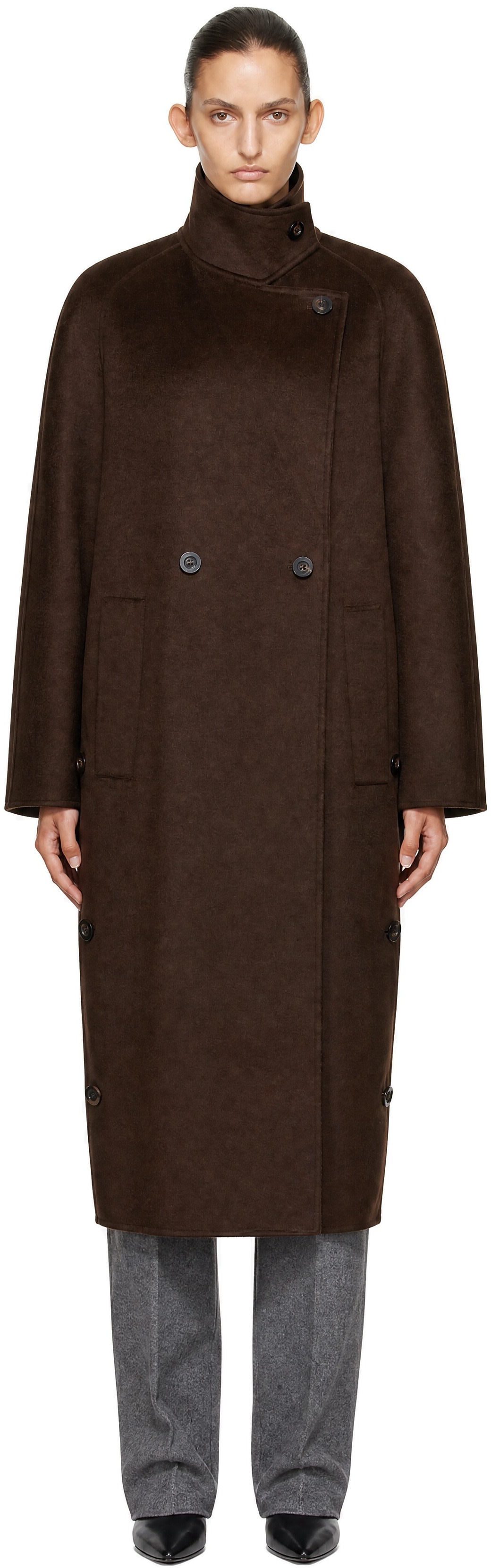 LISA YANG - Brown Doublé Button Coat