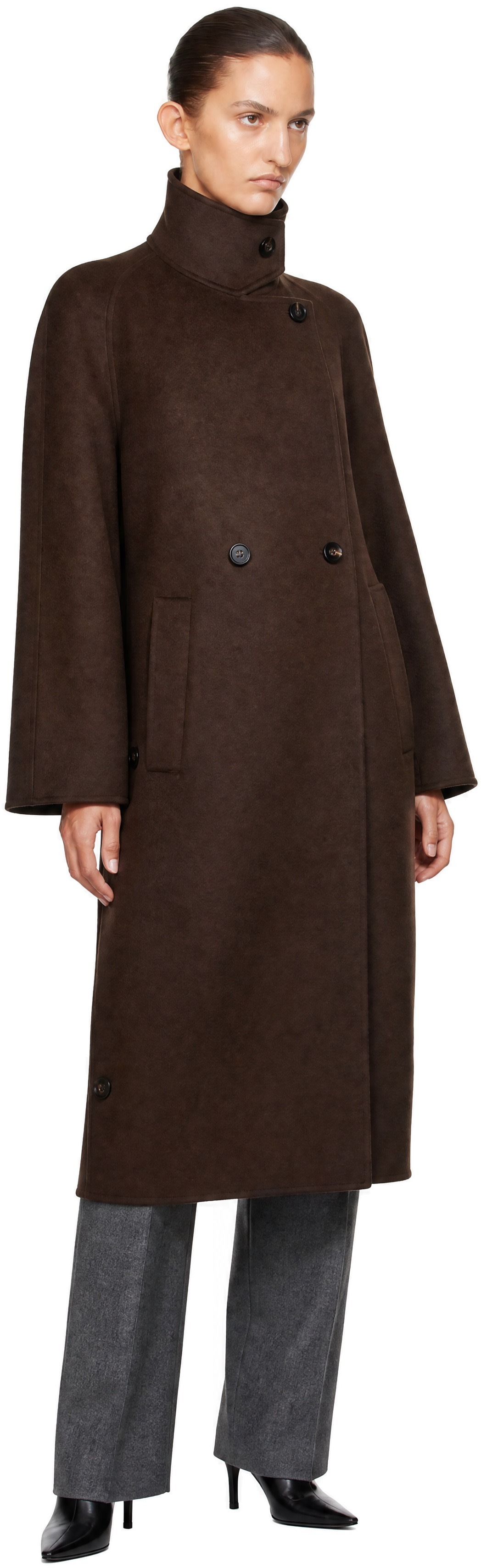 LISA YANG - Brown Doublé Button Coat