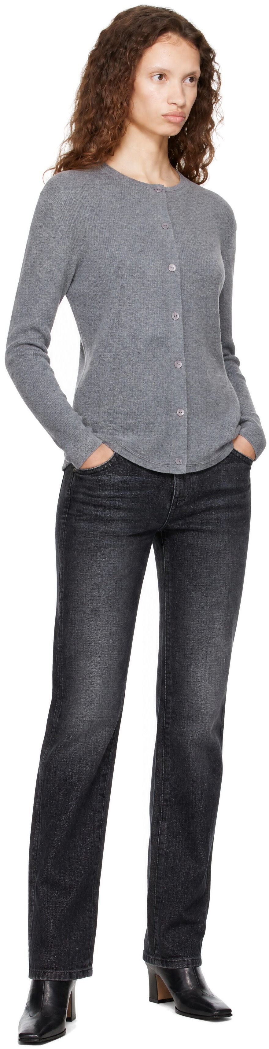 LISA YANG - Cardigan Abeena gris