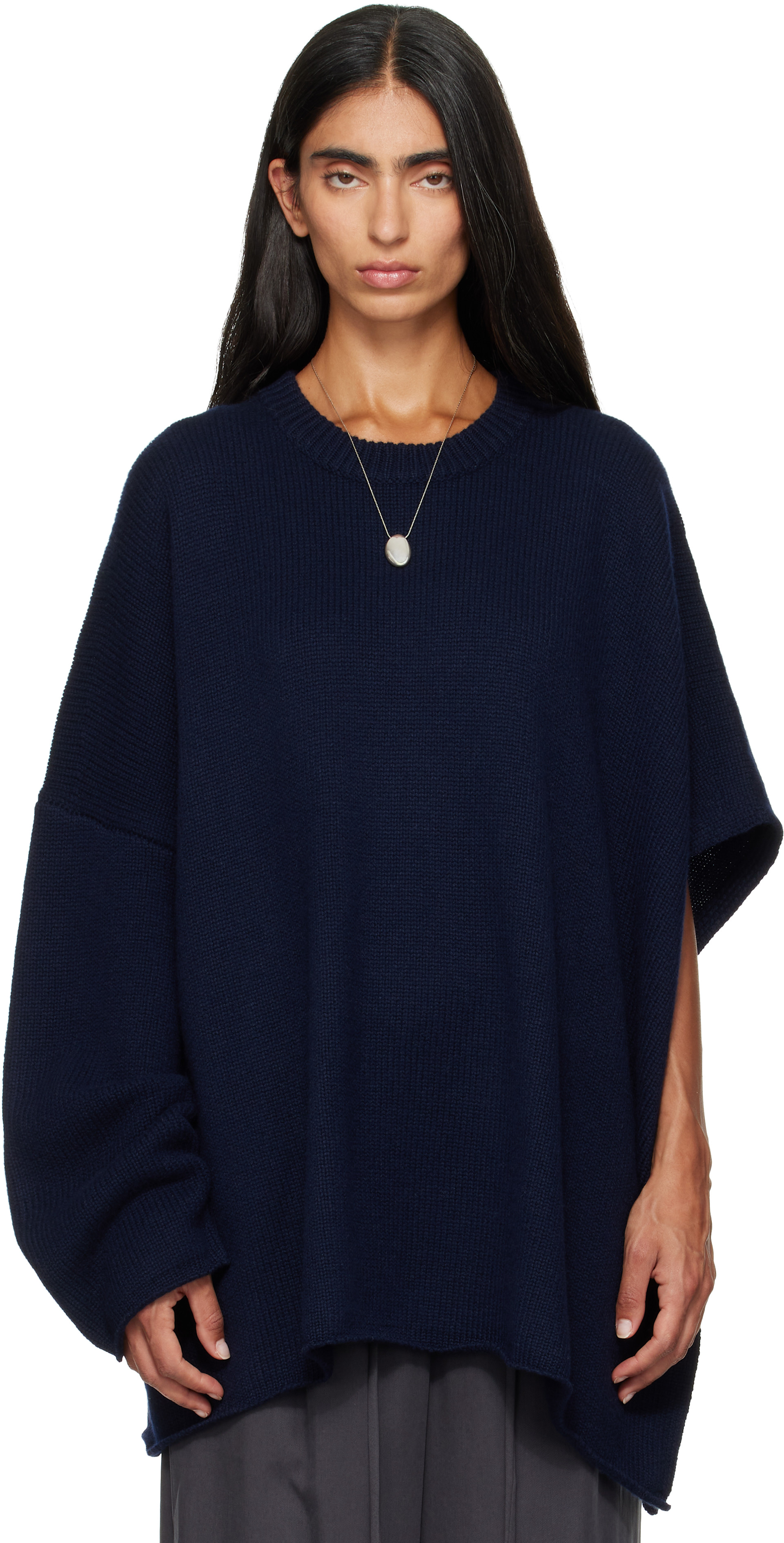 LISA YANG - Pull de style cape Din bleu marine