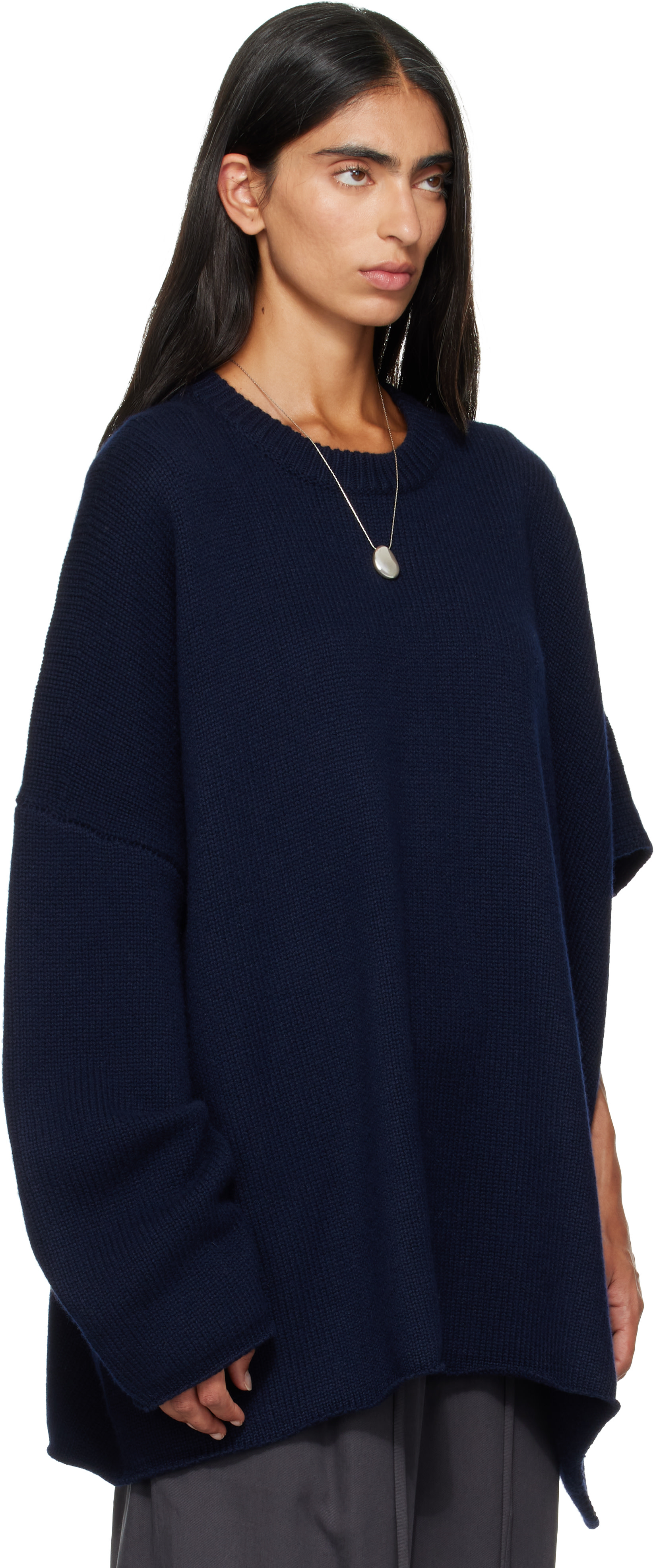 LISA YANG - Pull de style cape Din bleu marine