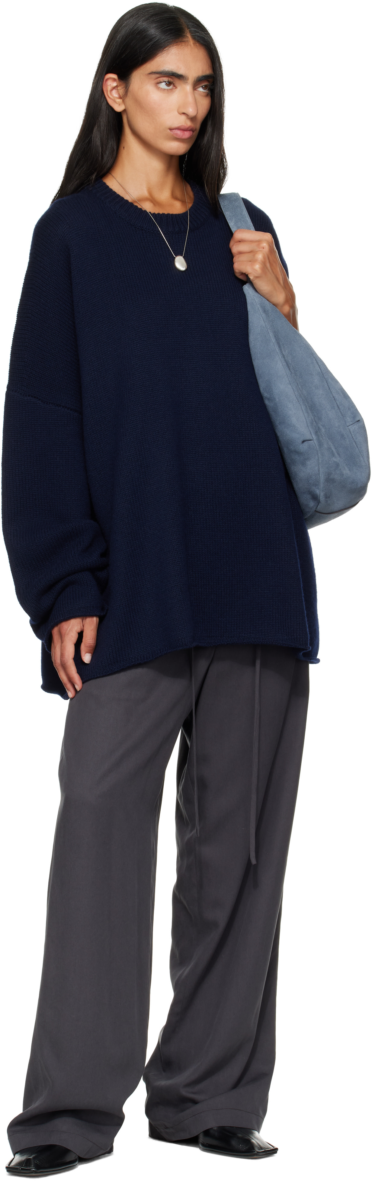 LISA YANG - Pull de style cape Din bleu marine