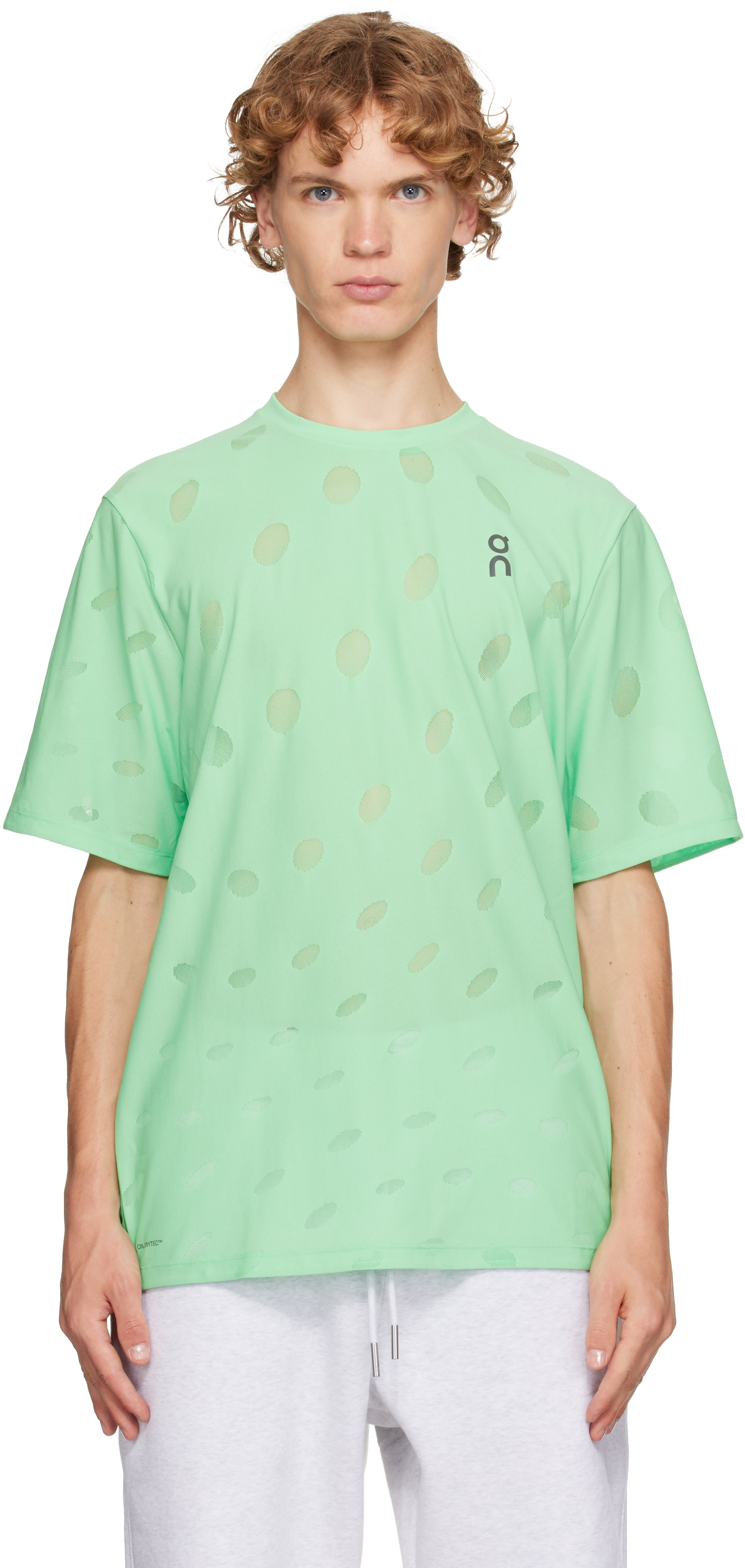 On - T-shirt de course Zero Breathe vert et blanc