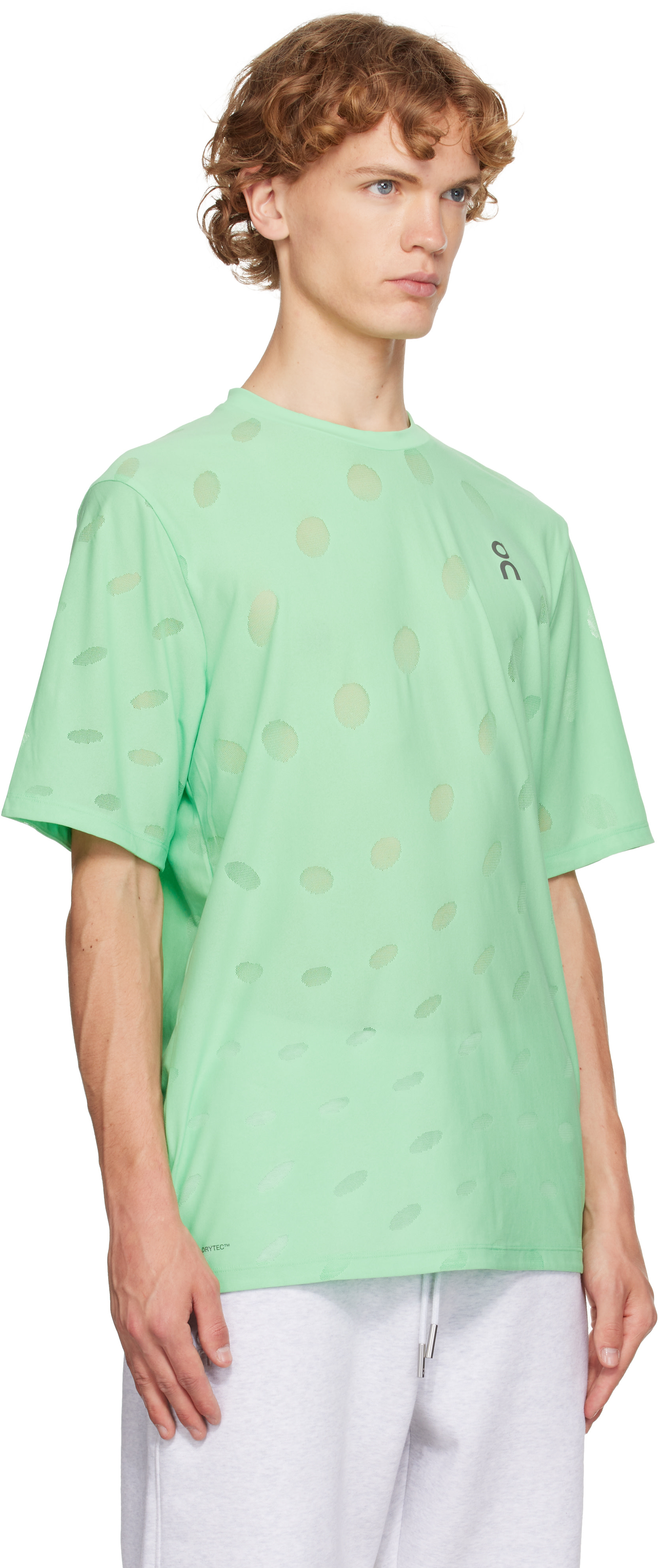 On - T-shirt de course Zero Breathe vert et blanc