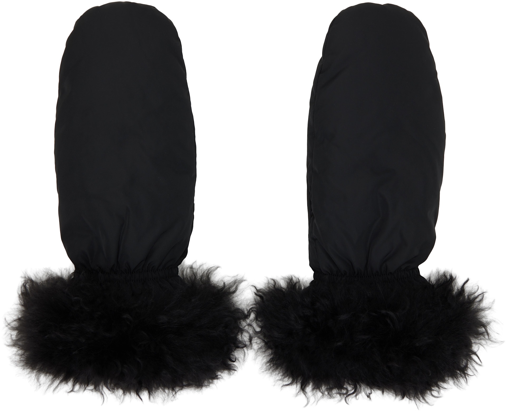 Yves Salomon: Black Trim Mittens | SSENSE