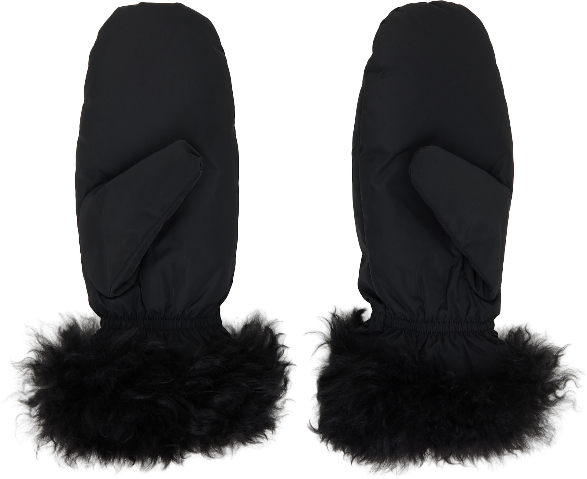 Yves Salomon: Black Trim Mittens | SSENSE