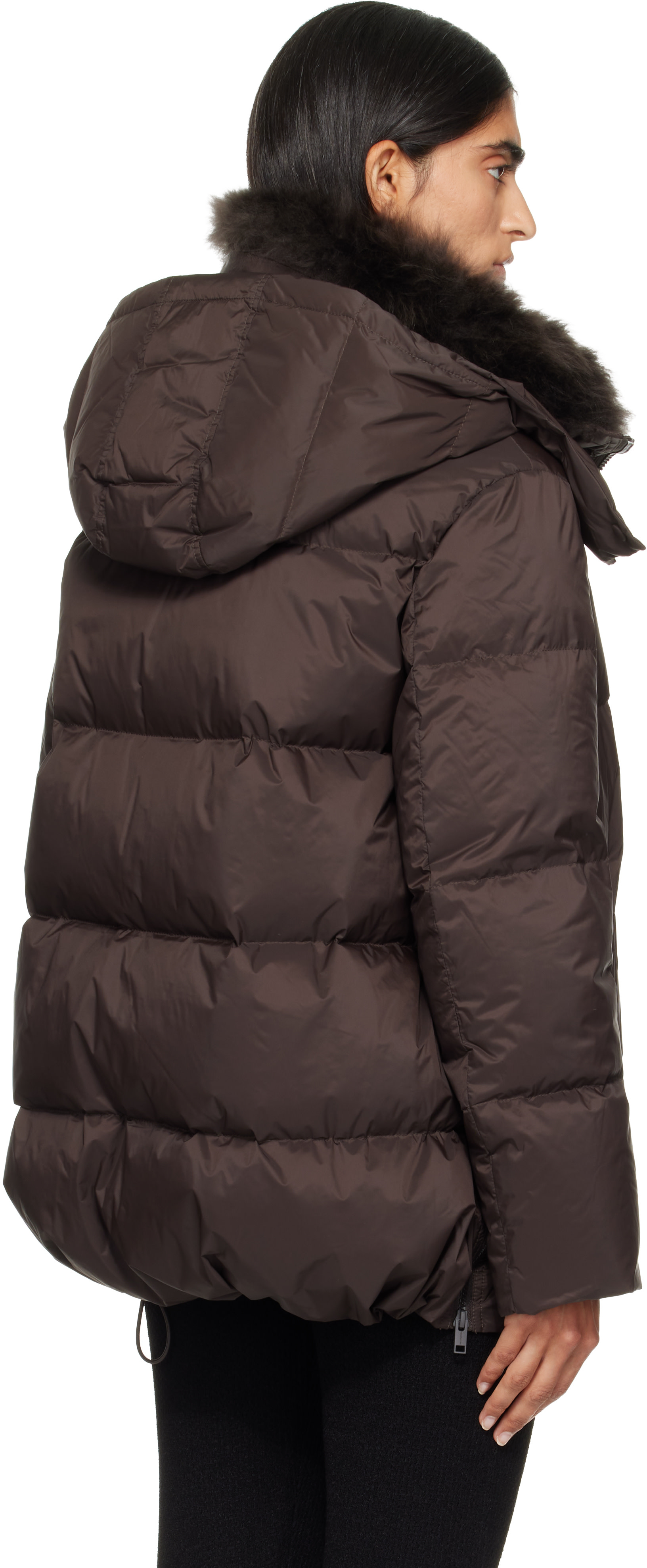 Yves Salomon: ブラウン Waterproof Technical Lambswool Trim Aライン