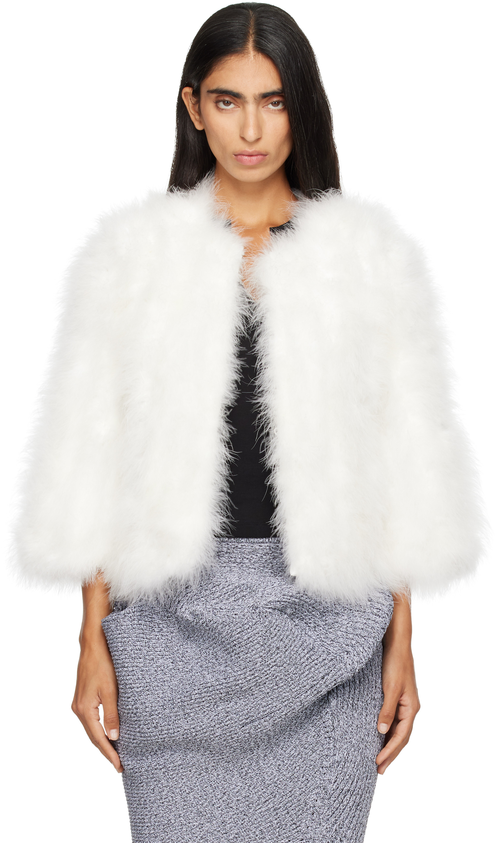 Yves Salomon - Off-White Feather Jacket