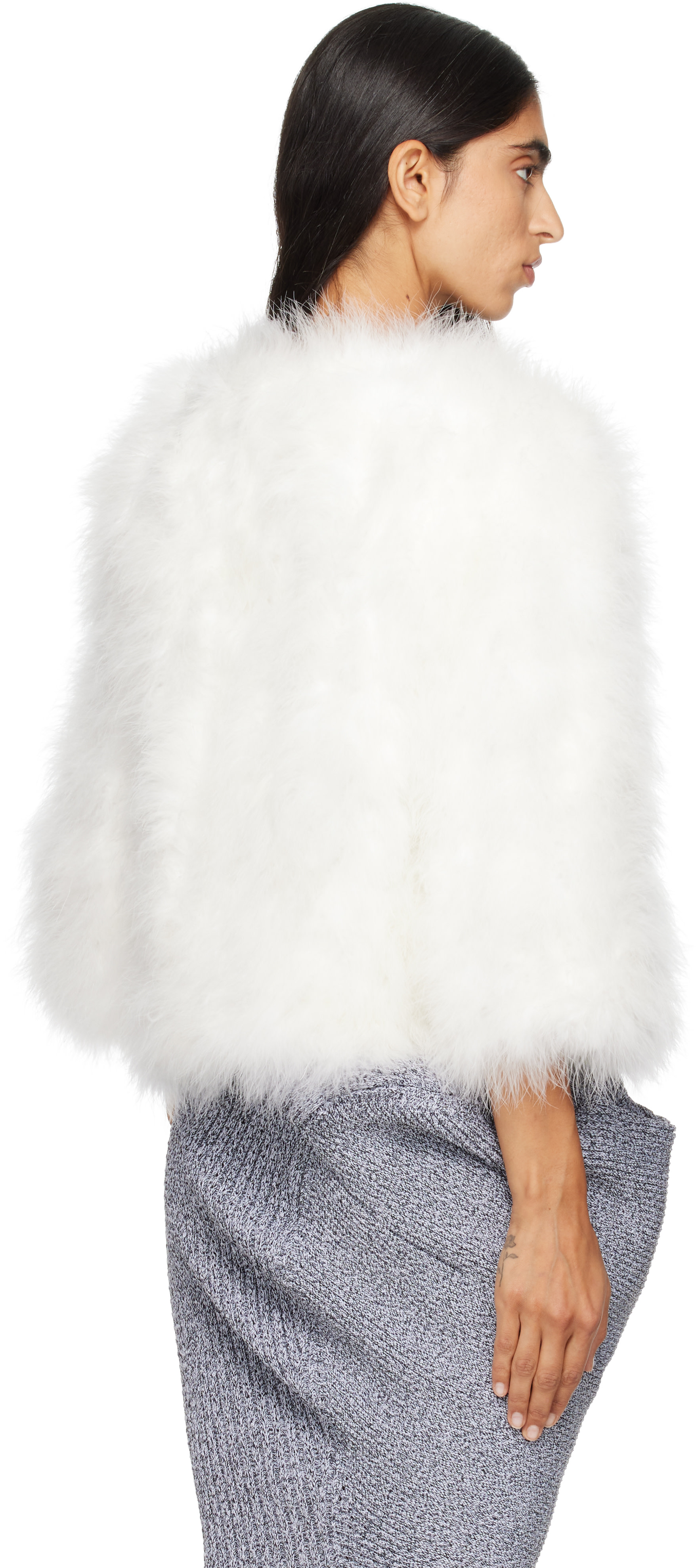 Yves Salomon - Off-White Feather Jacket