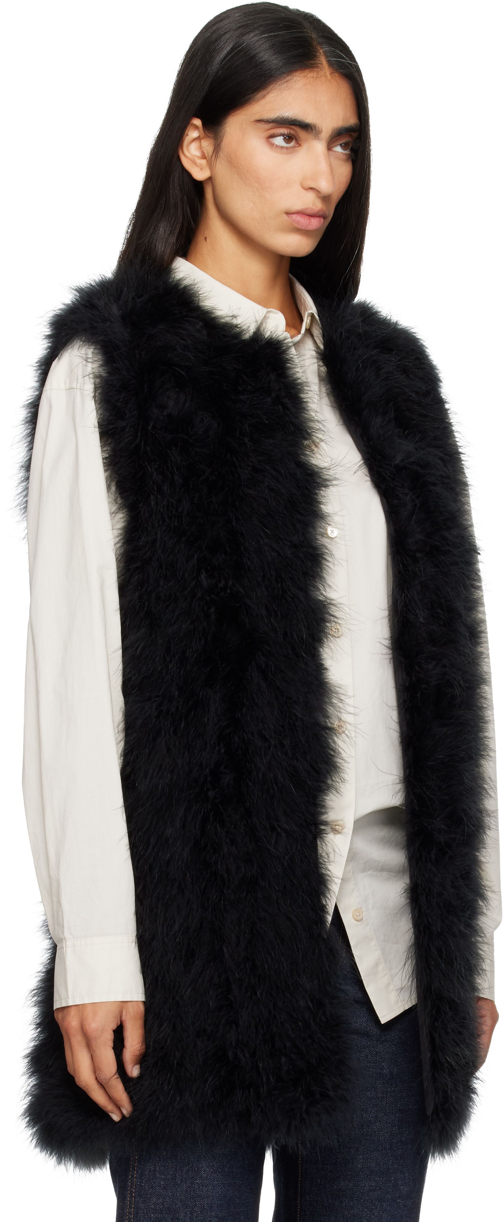 Yves Salomon: Black Feather Vest | SSENSE