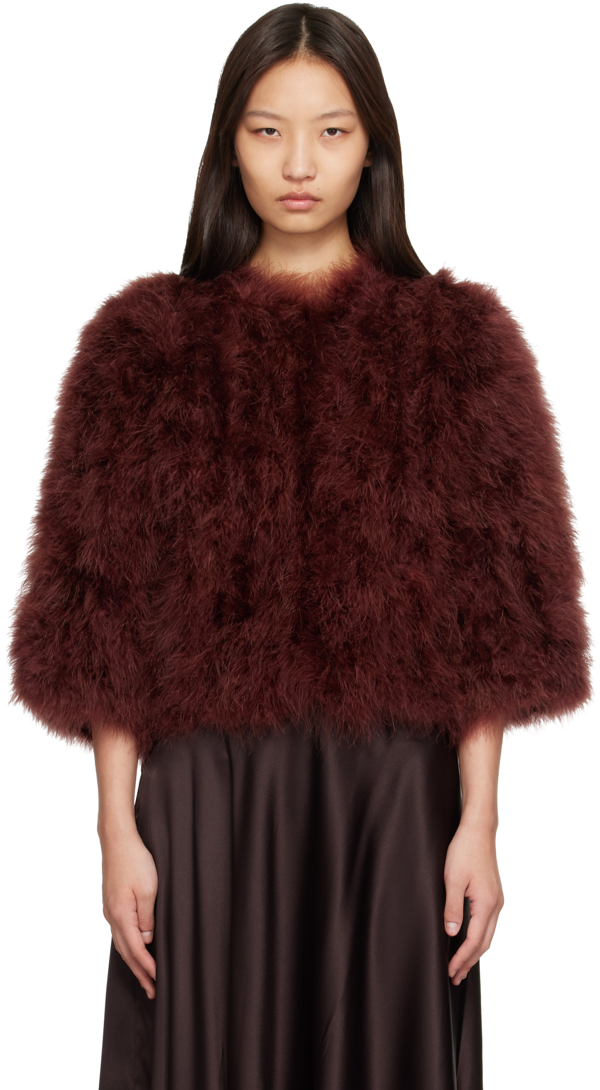 Yves Salomon - Brown Feather Jacket