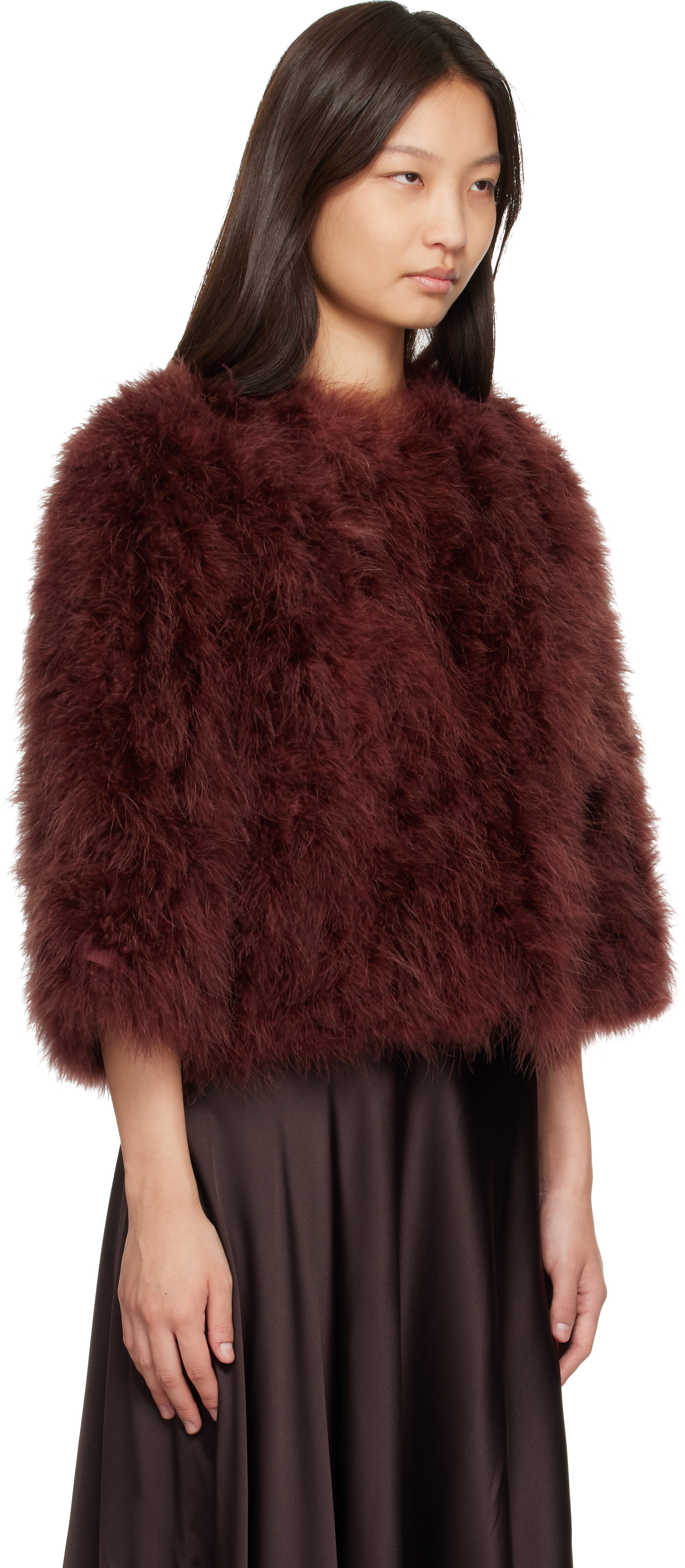Yves Salomon - Brown Feather Jacket