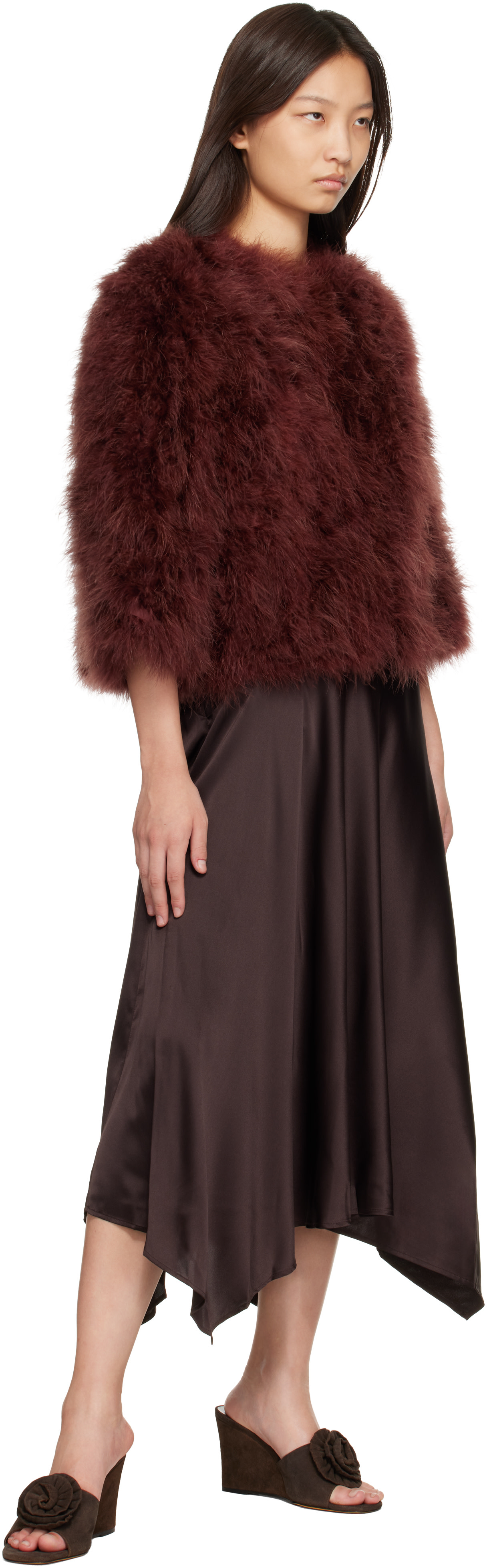 Yves Salomon - Brown Feather Jacket