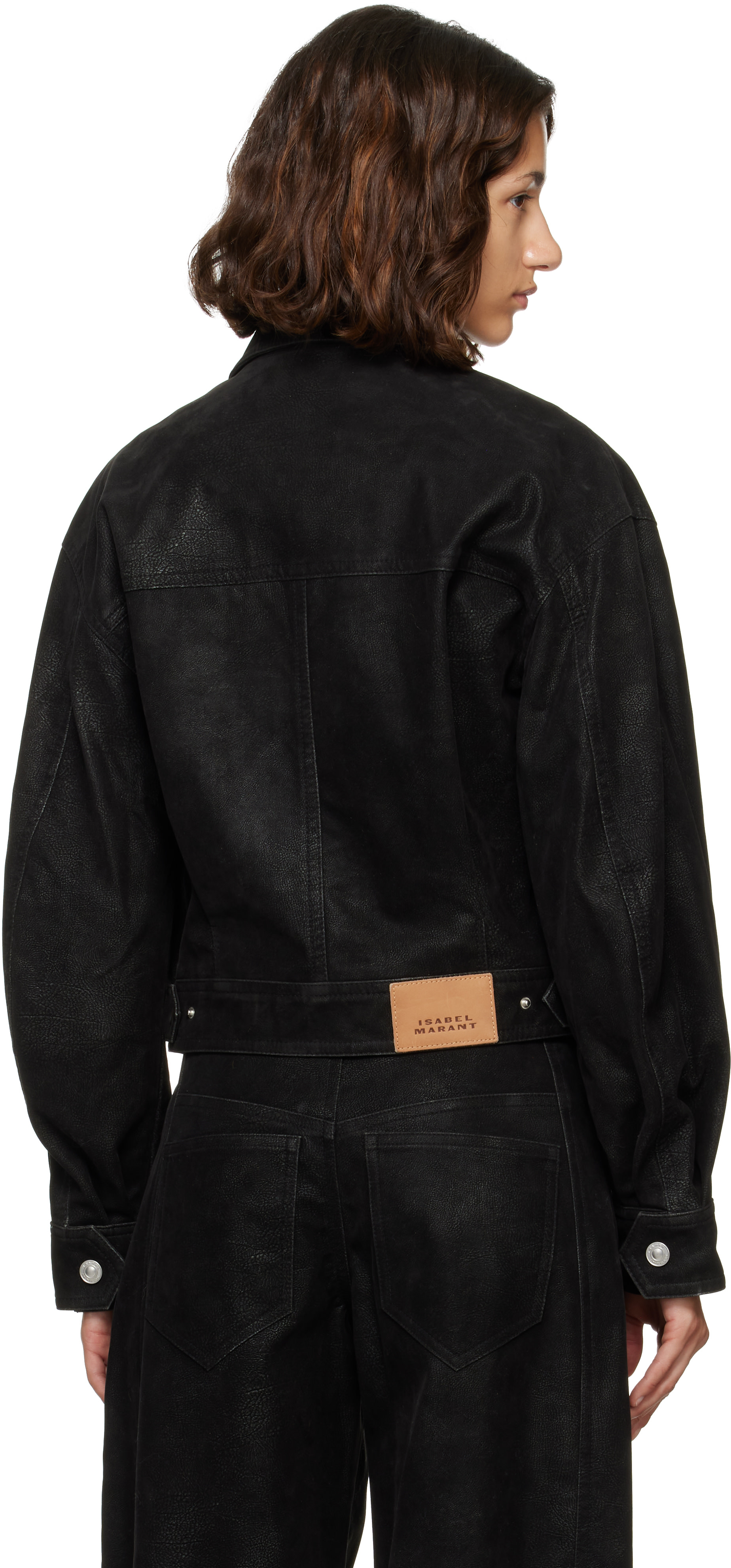 Isabel marant etoile ジャケット Isabel Marant Etoile: Black Belma Faux-Suede Jacket | SSENSE