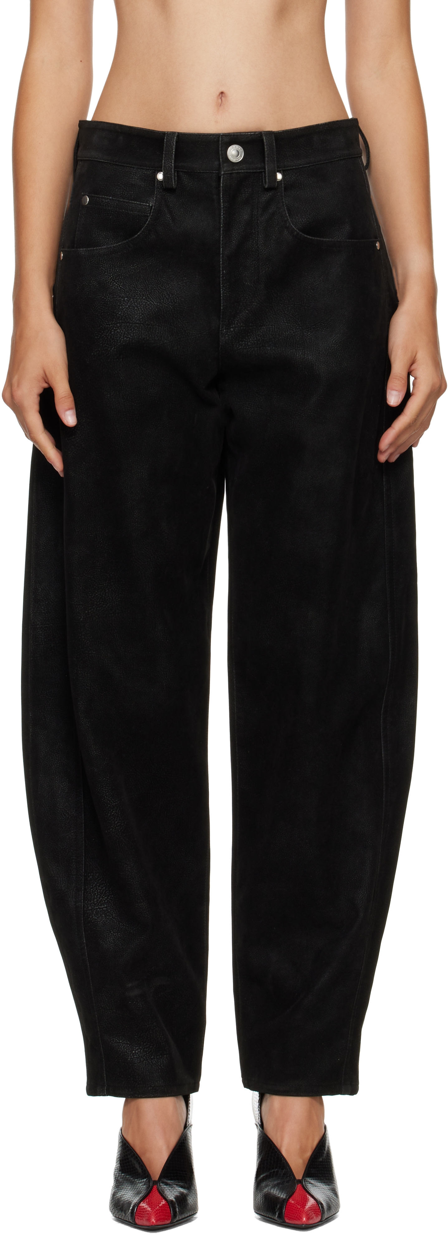 Isabel Marant Etoile: Black Belky Faux-Suede Pants | SSENSE