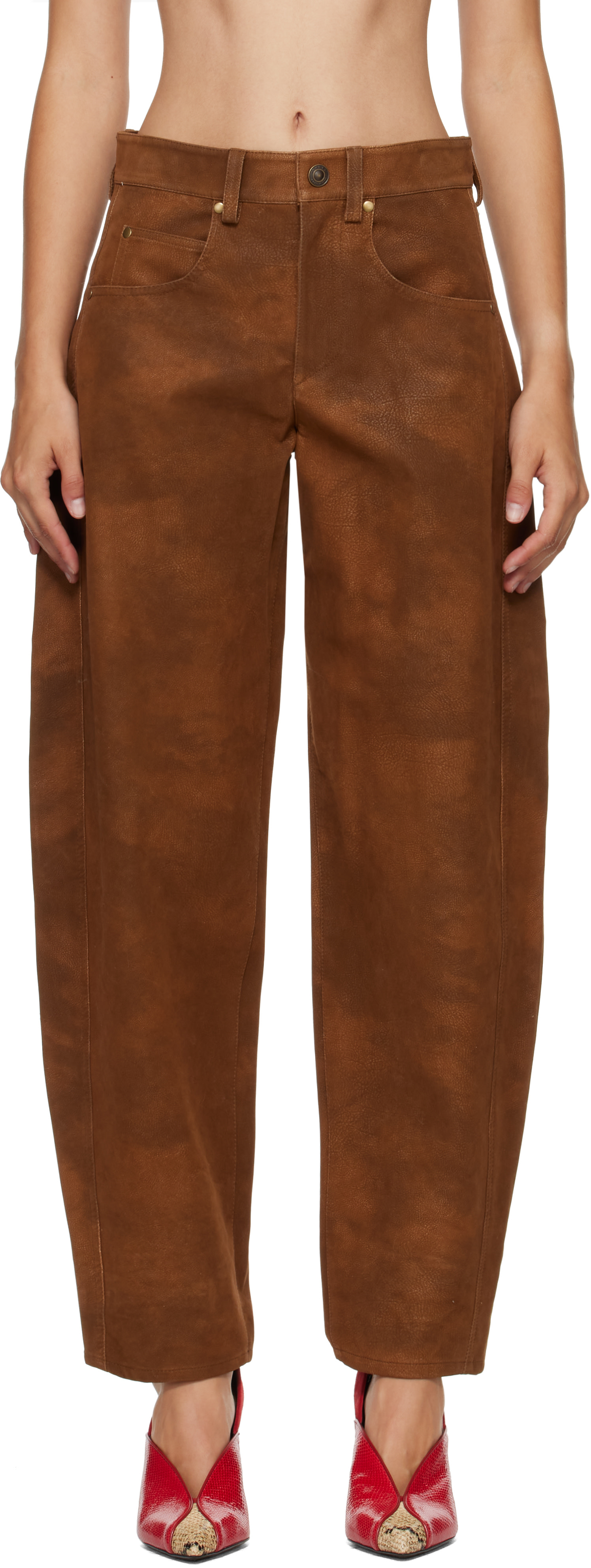 Isabel Marant Etoile: Brown Belky Faux-Suede Pants | SSENSE