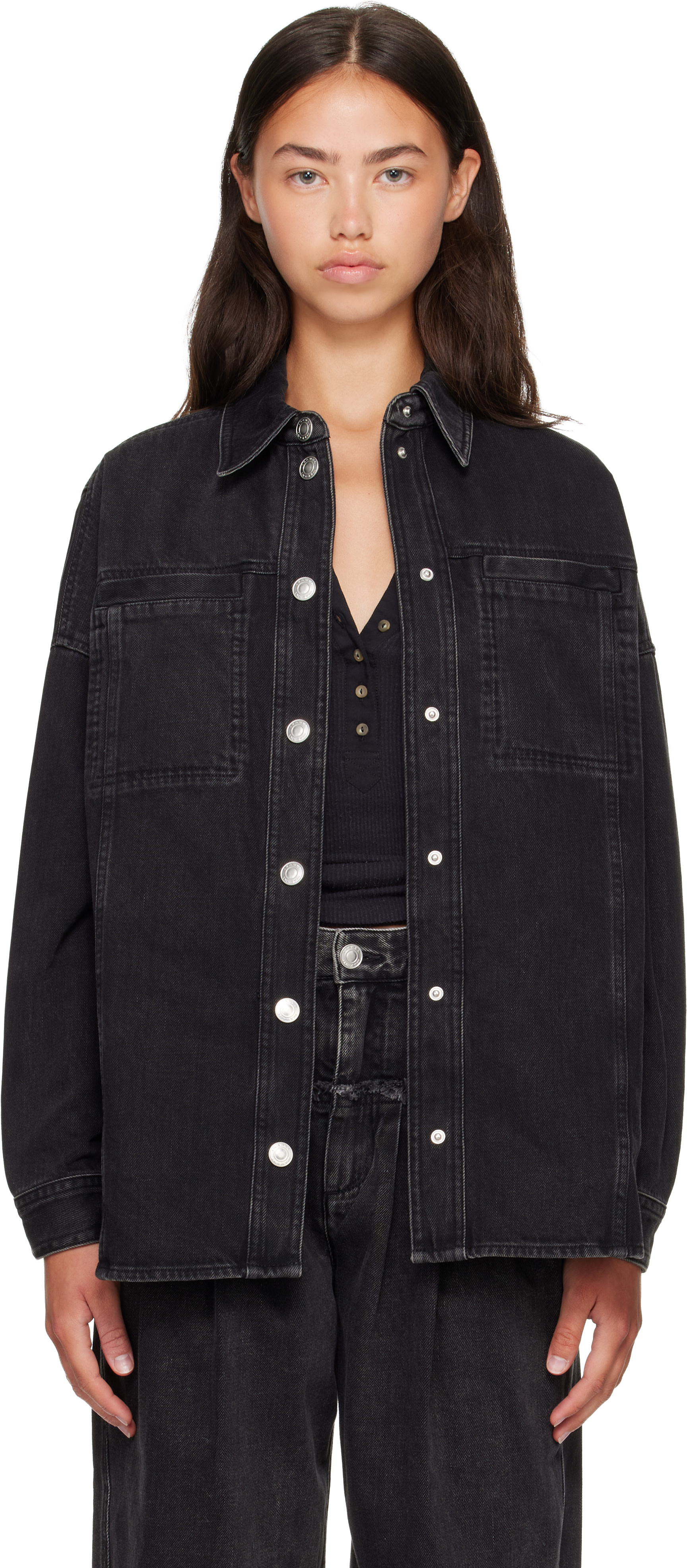 Isabel Marant Etoile: Black Imana Denim Jacket | SSENSE