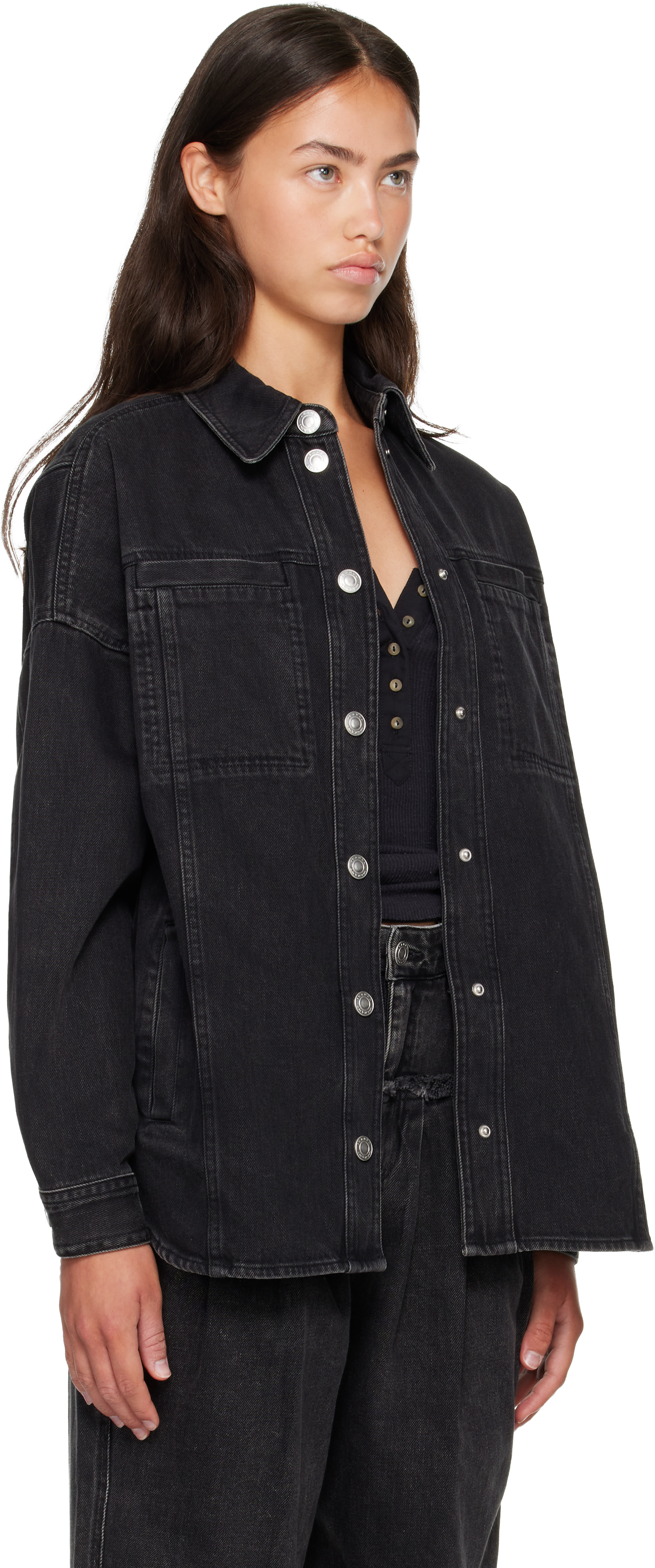 Isabel Marant Etoile: Black Imana Denim Jacket | SSENSE