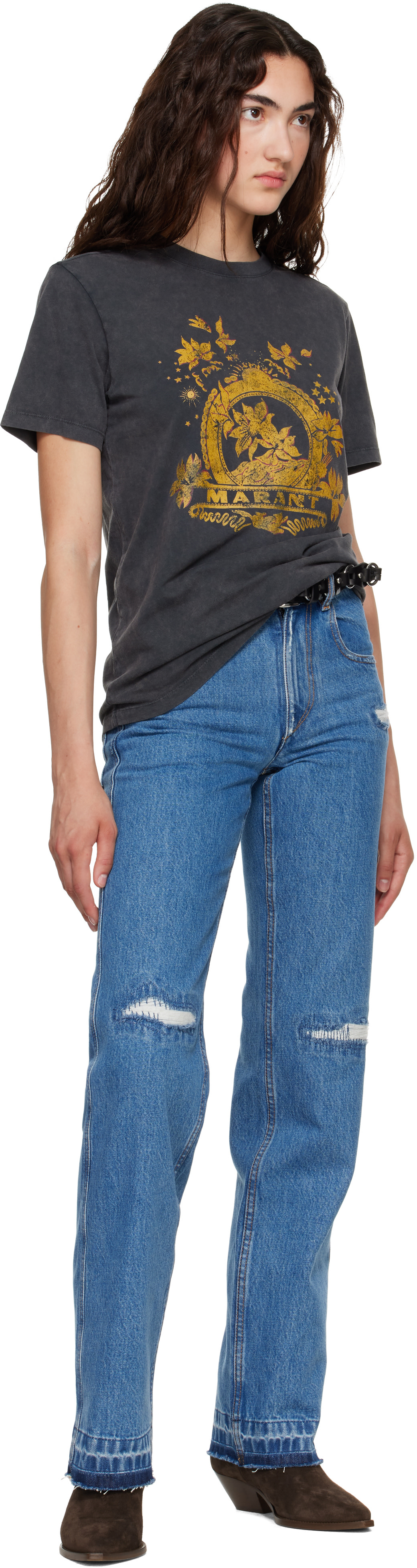 Isabel Marant Etoile: Black Zewel T-shirt | SSENSE Canada