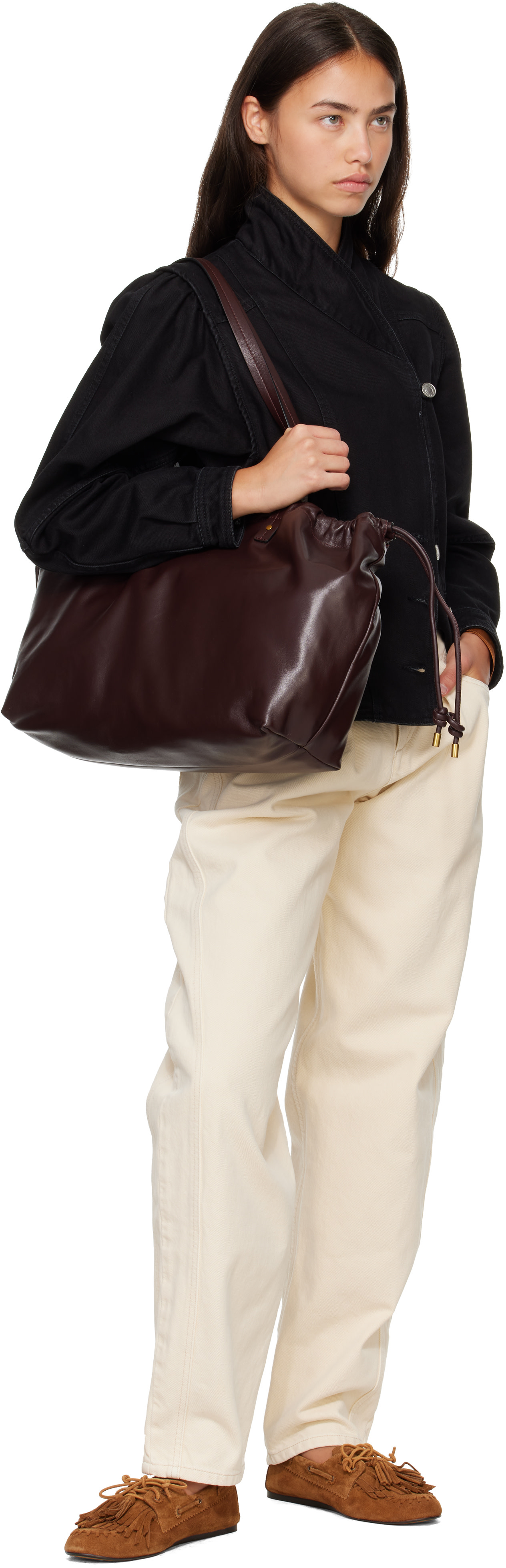 Isabel Marant - Cabas horizontal Silven bourgogne