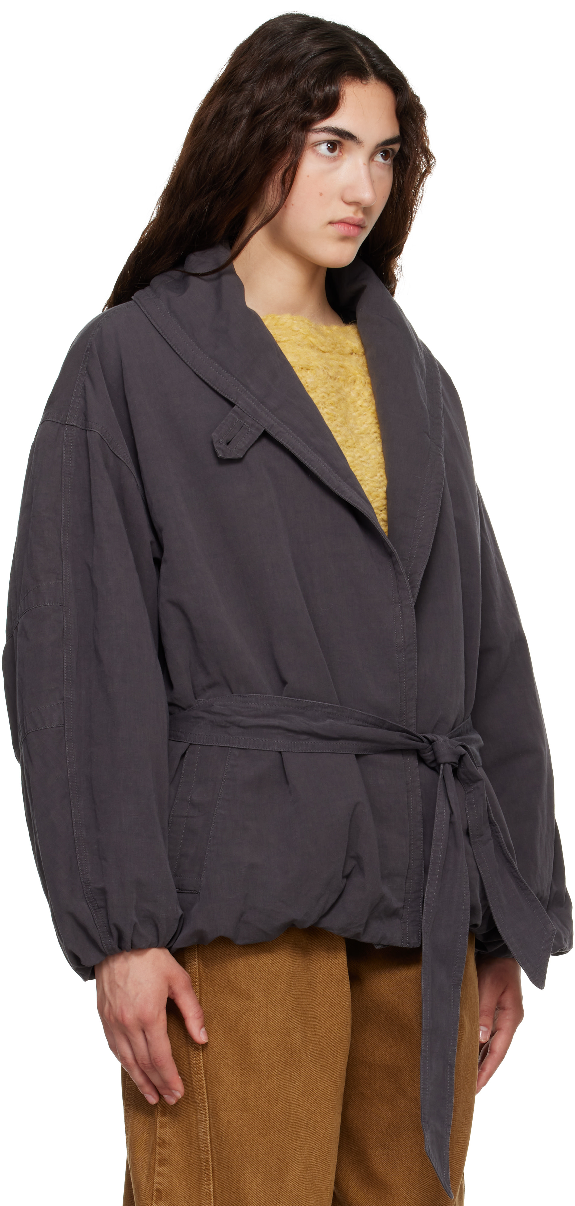 Isabel Marant: Gray Volinda Cotton Trench Jacket | SSENSE