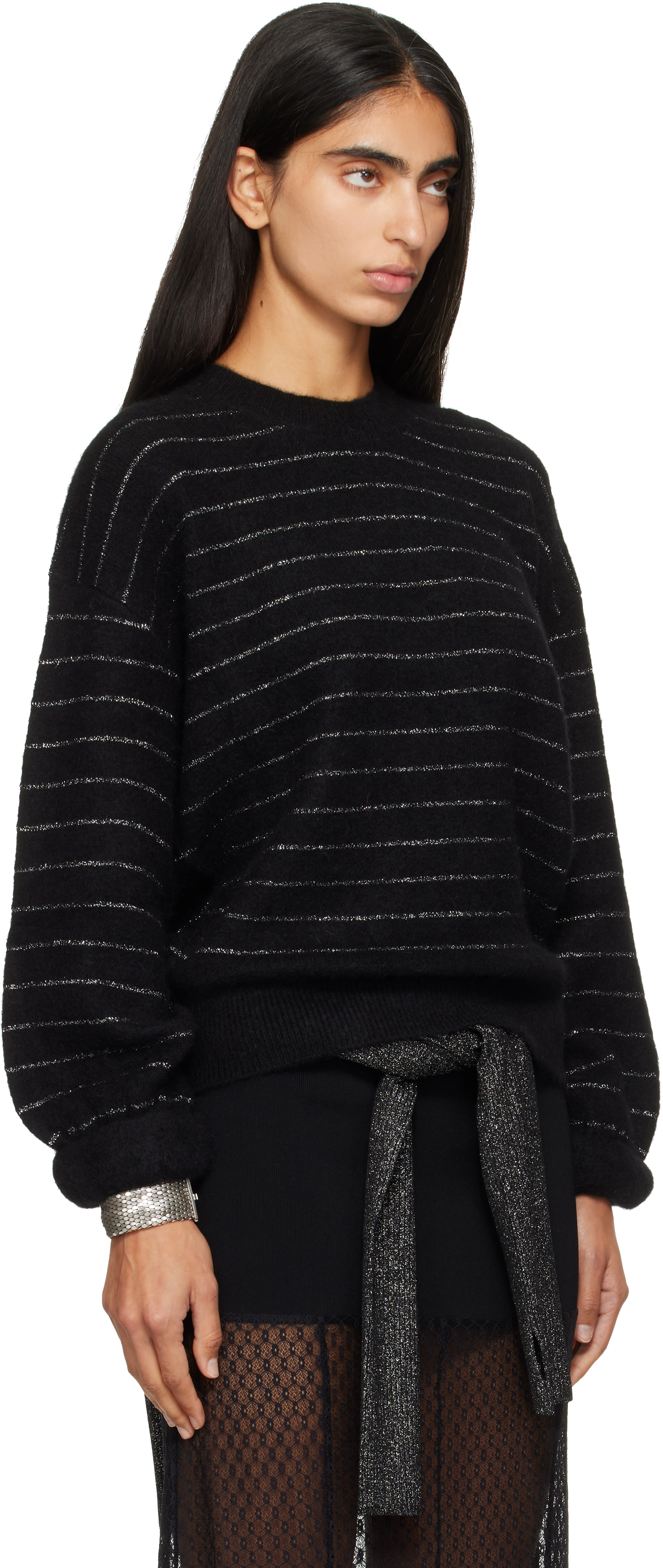 Isabel Marant - Pull Stacy noir à rayures en Lurex