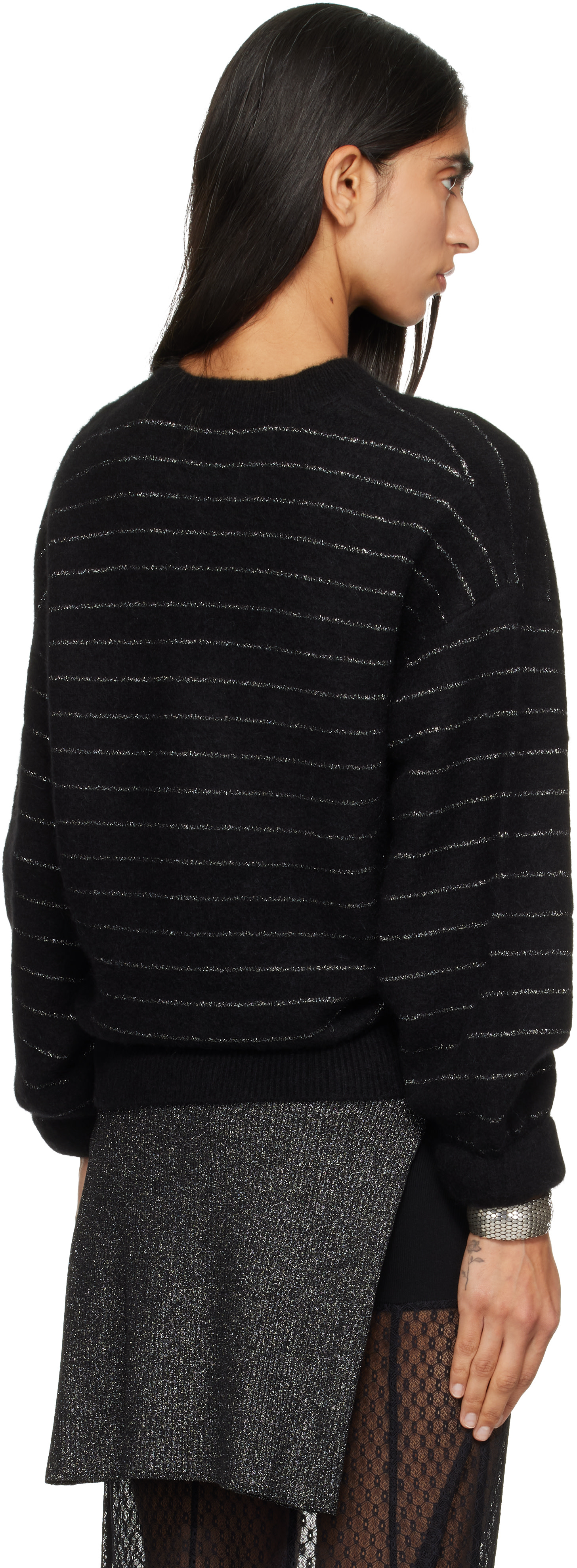Isabel Marant - Pull Stacy noir à rayures en Lurex