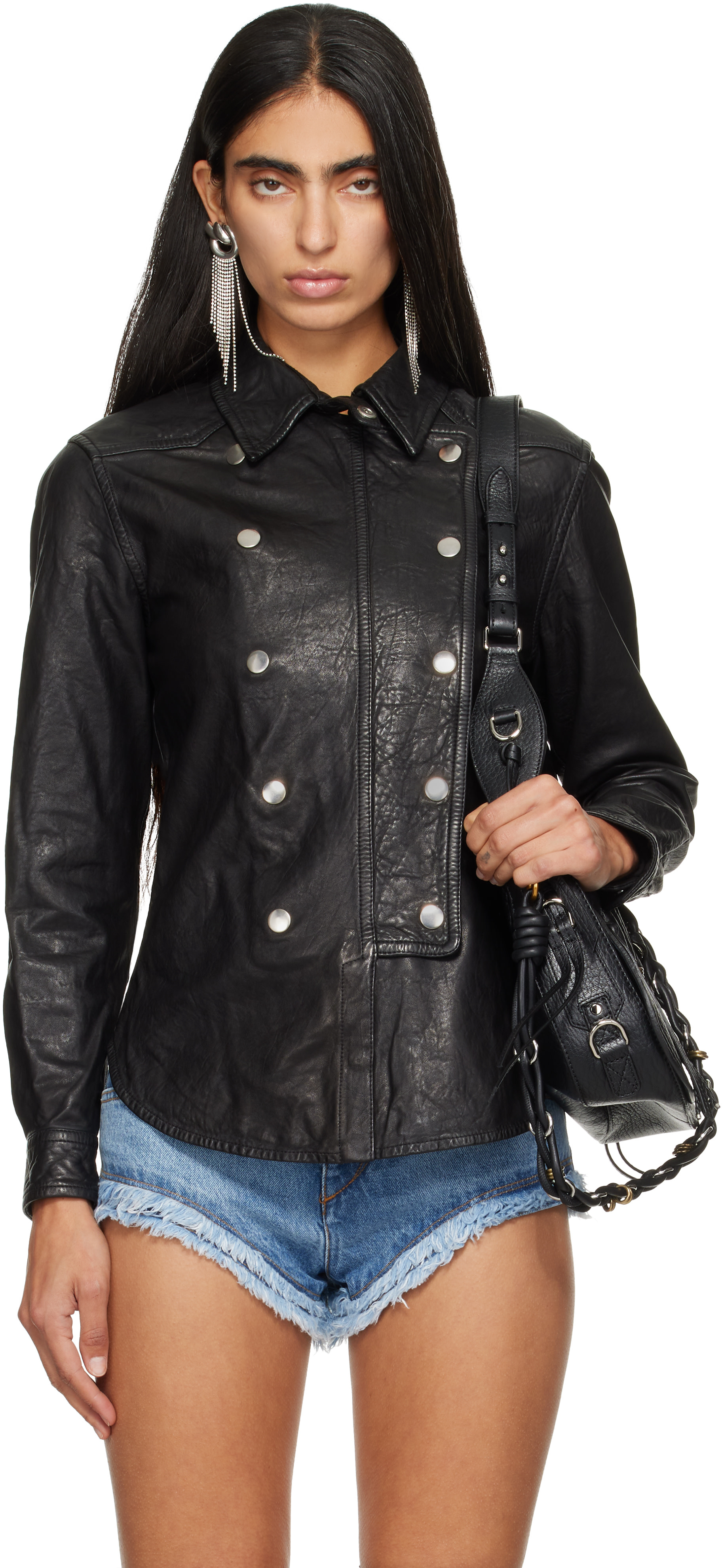 Isabel Marant: Black Valdy Leather Jacket | SSENSE Canada