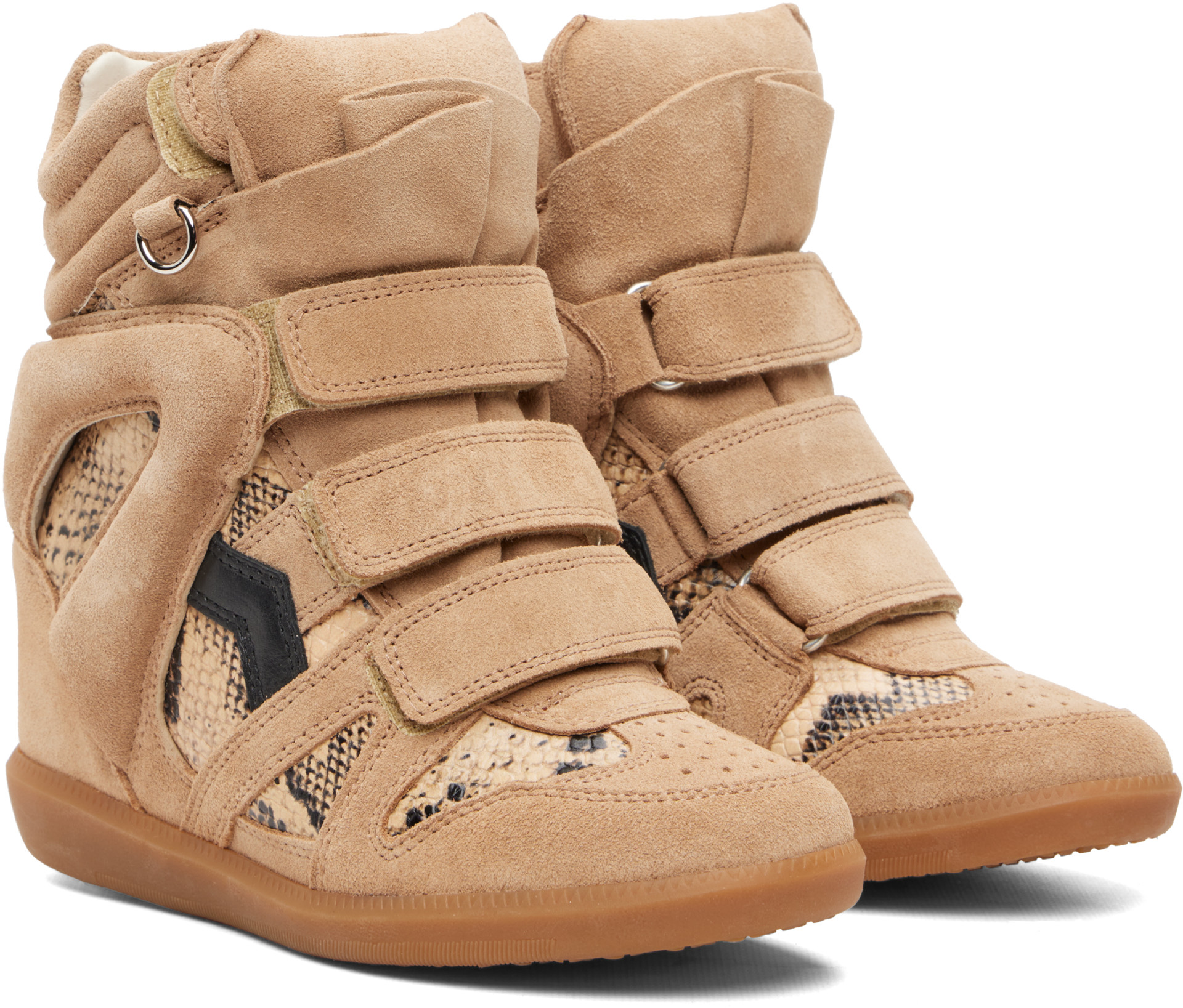 Isabel Marant - Taupe Python Bekett Ring Sneakers