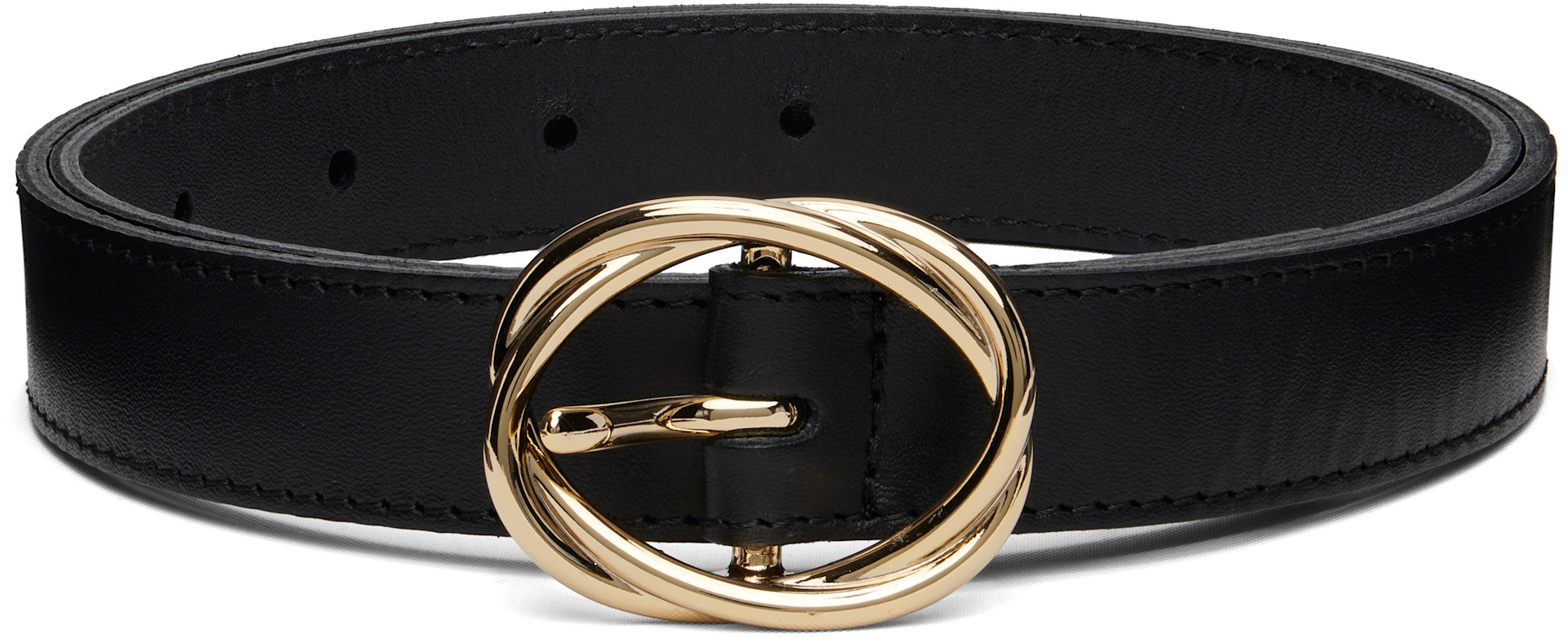 Ernest W. Baker: Black Twisted Buckle Leather Belt | SSENSE India