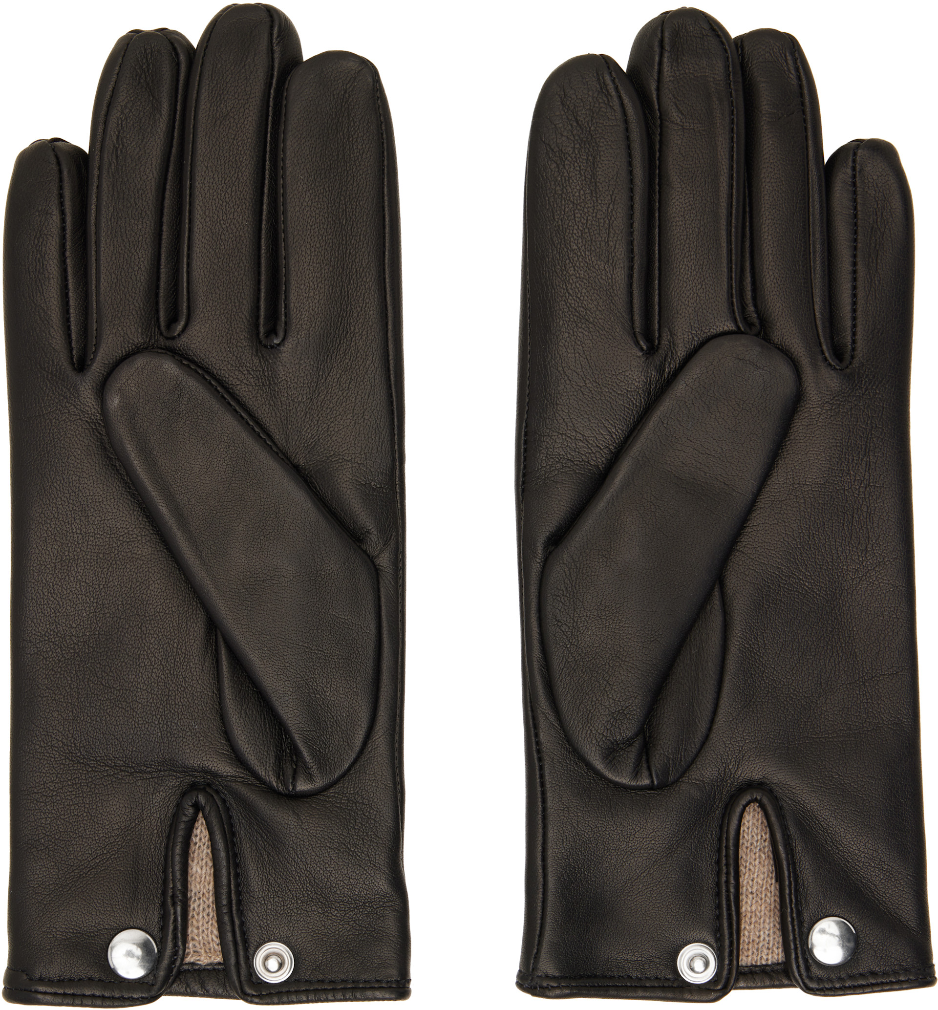 小物 ERNEST W. BAKER | LEATHER GLOVES Ernest W. Baker: Black Cashmere Lined Leather Gloves | SSENSE