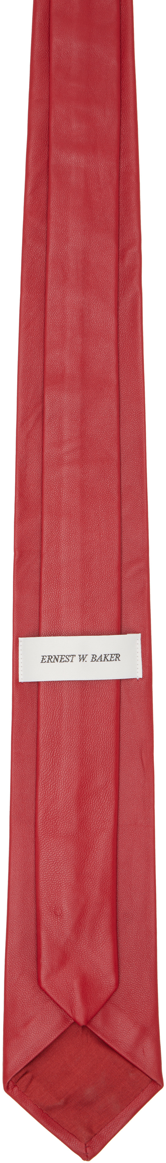 Ernest W. Baker - SSENSE 익스클루시브 레드 클래식 가죽 넥타이