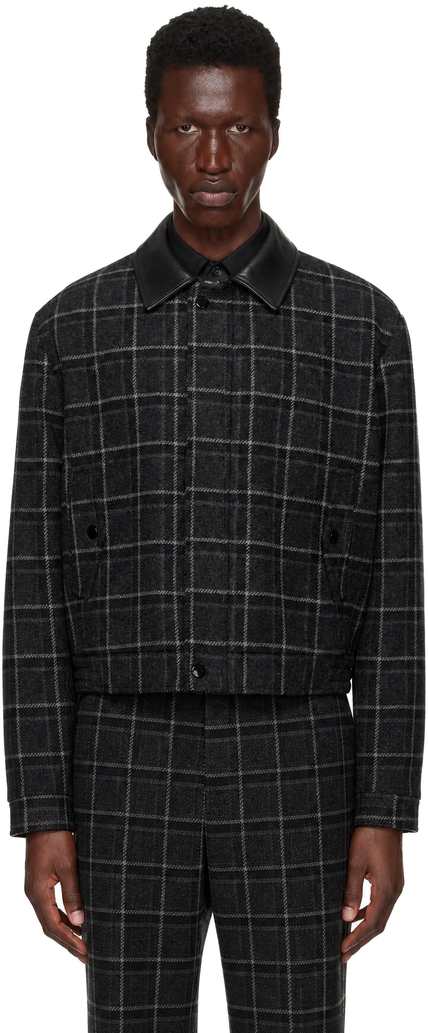 Ernest W. Baker - SSENSE Exclusive Gray Check Bomber Jacket