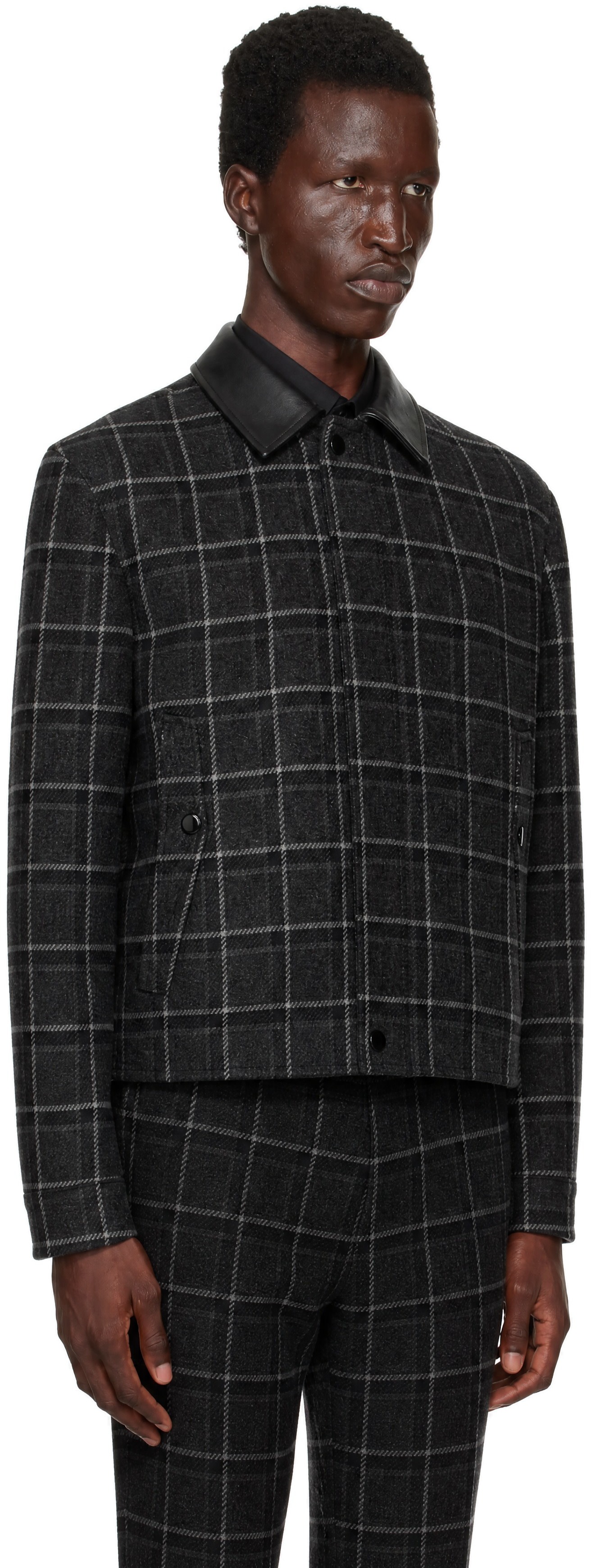 Ernest W. Baker - SSENSE Exclusive Gray Check Bomber Jacket