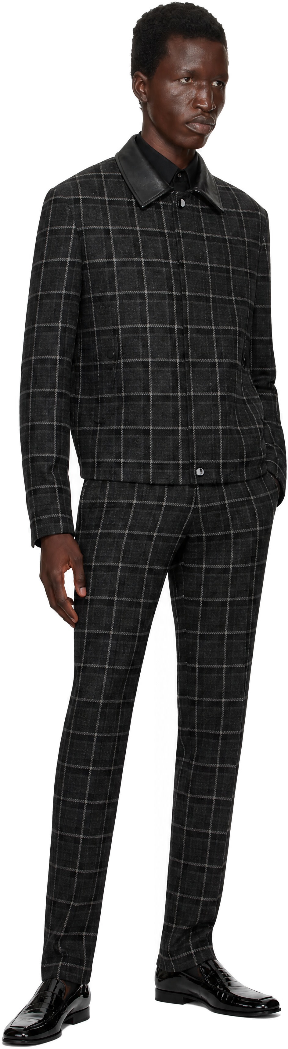 Ernest W. Baker - SSENSE Exclusive Gray Check Bomber Jacket